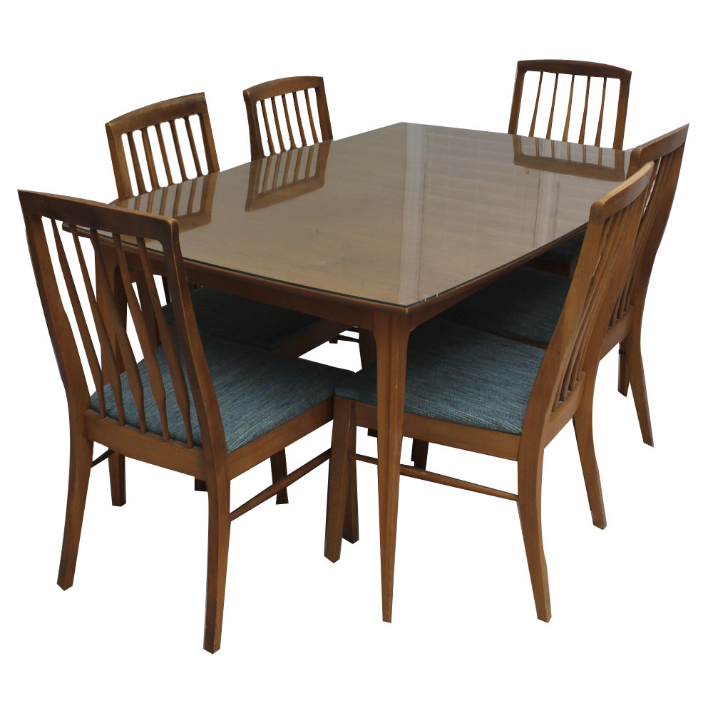 Mid-Century Walnut Dining Table and Chairs