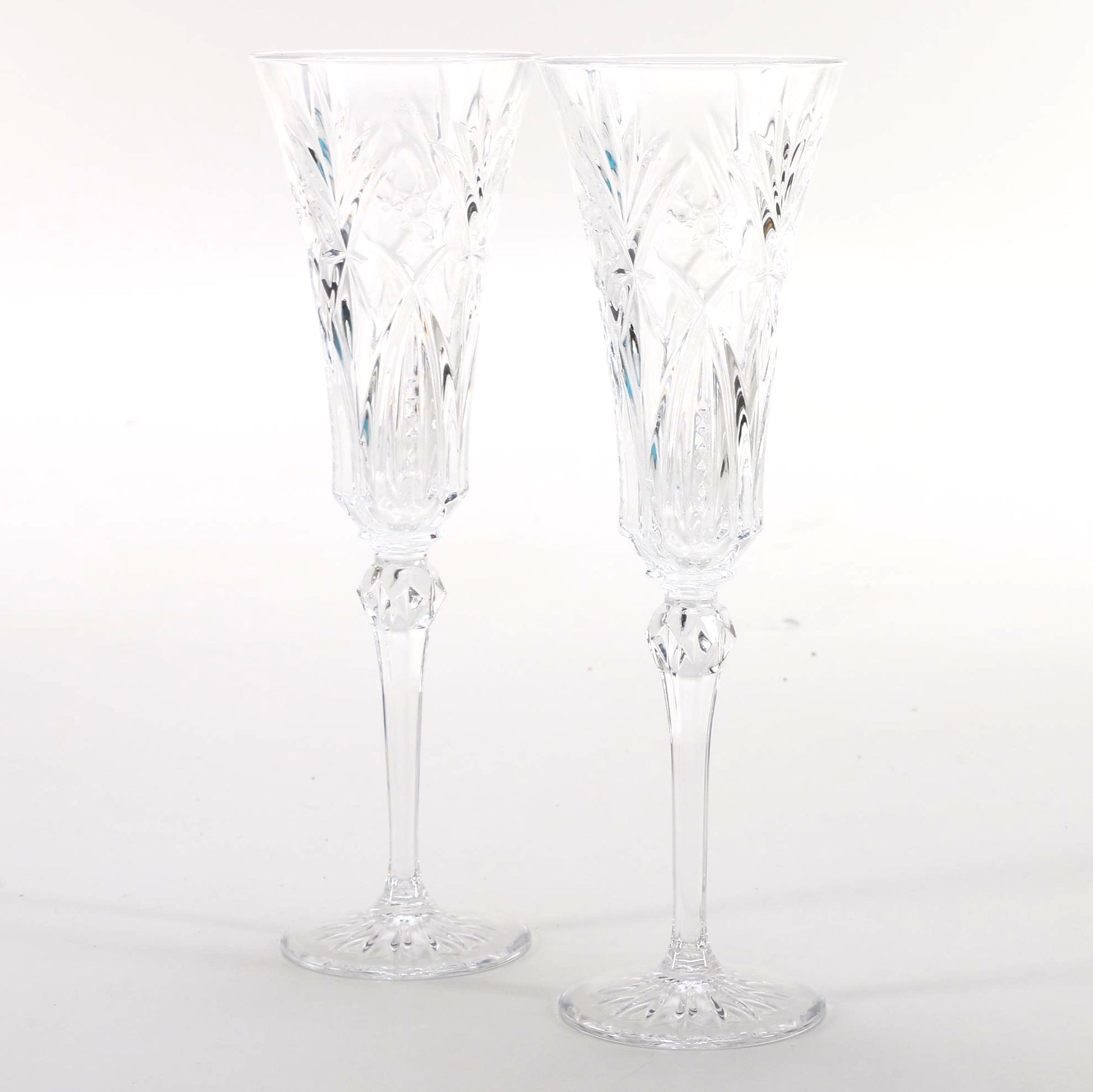 Pair of Cristal J.G. Durand "Vincennes" Crystal Flutes