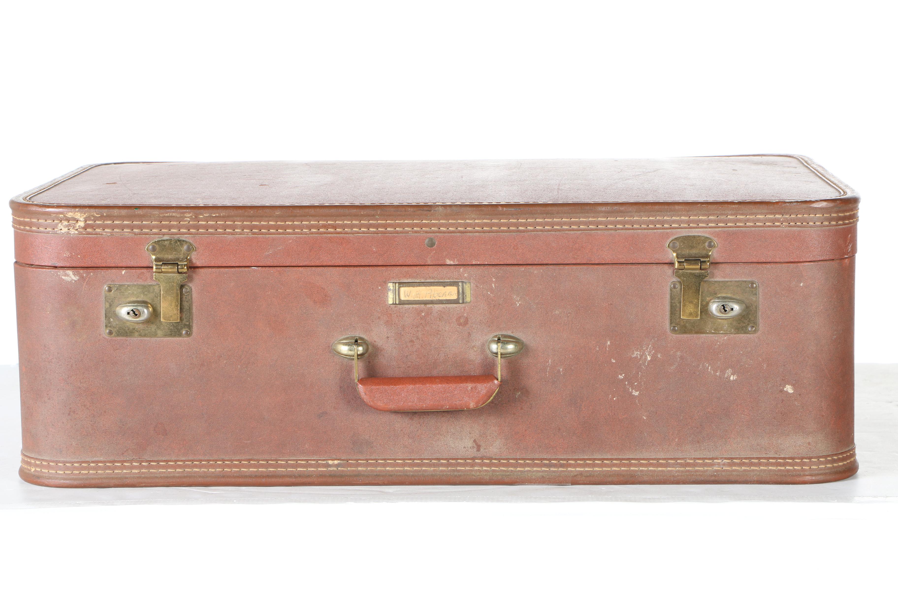 Brown Suitcase With Extensive Stamp Collection