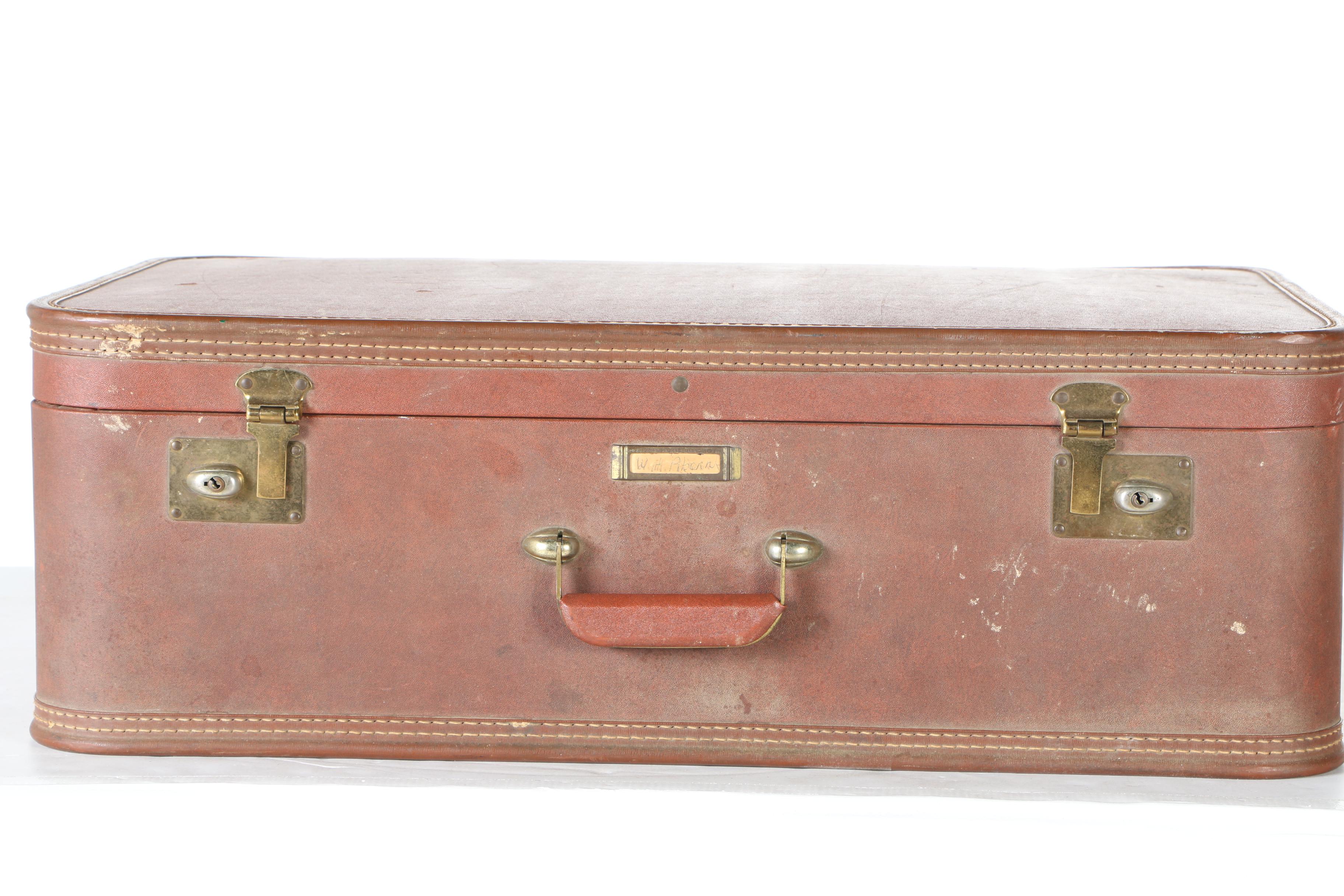 Brown Suitcase With Extensive Stamp Collection