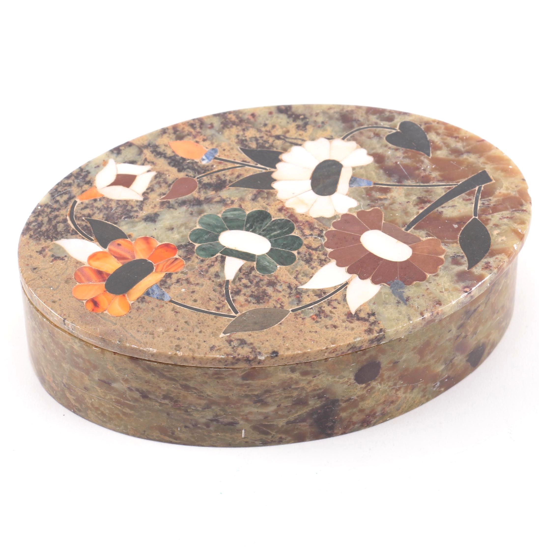 Inlaid Stone Trinket Box