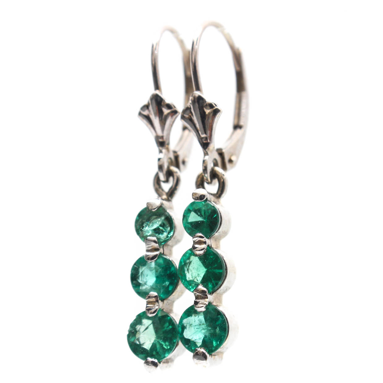 14K Yellow Gold Emerald Dangle Earrings