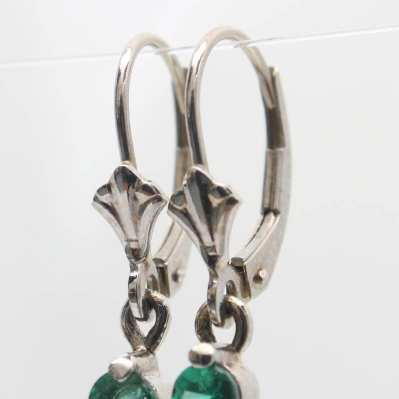 14K Yellow Gold Emerald Dangle Earrings