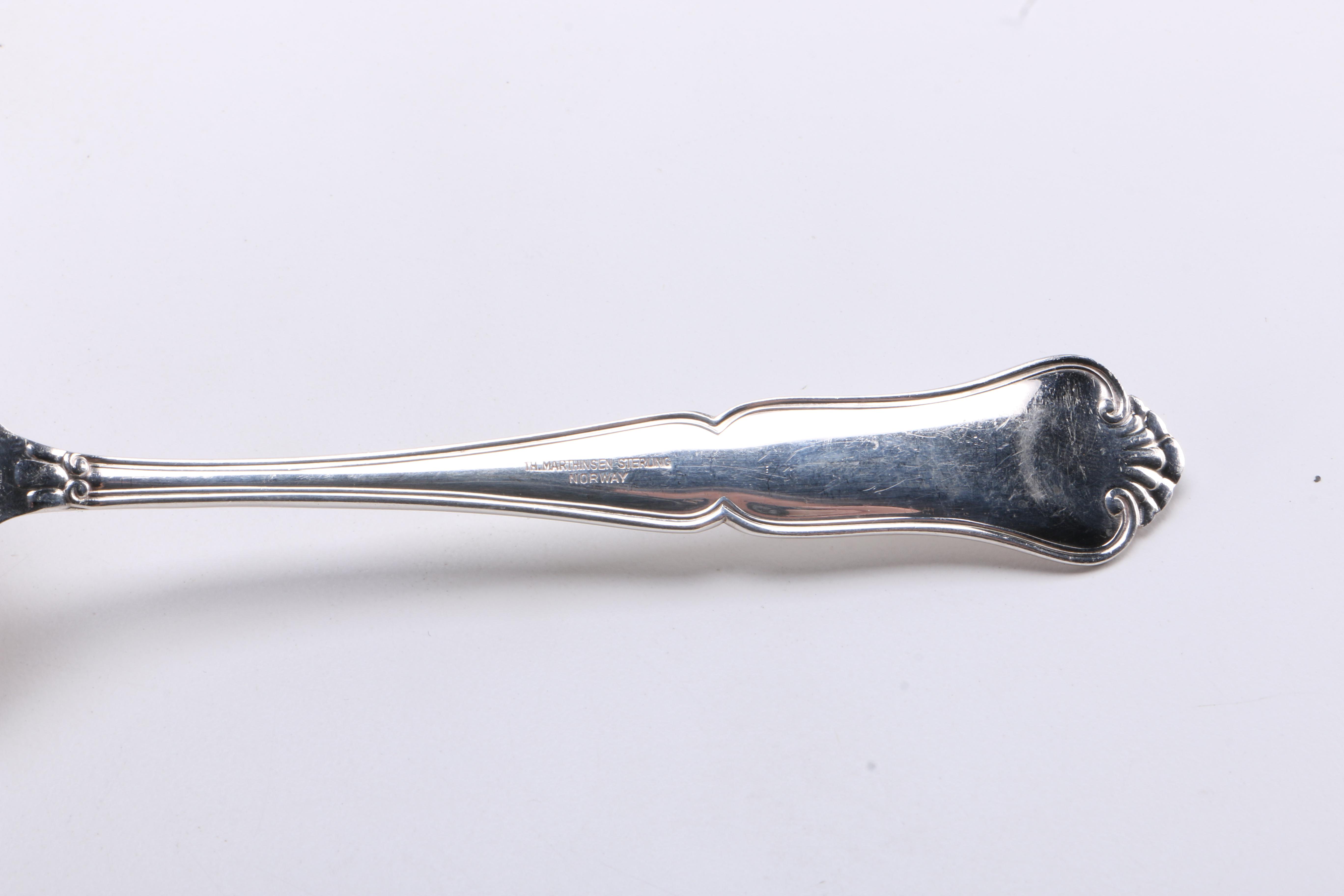 Norwegian 925 Silver Flatware Featuring Thorvald Marthinsen Sølvvarefabrikk