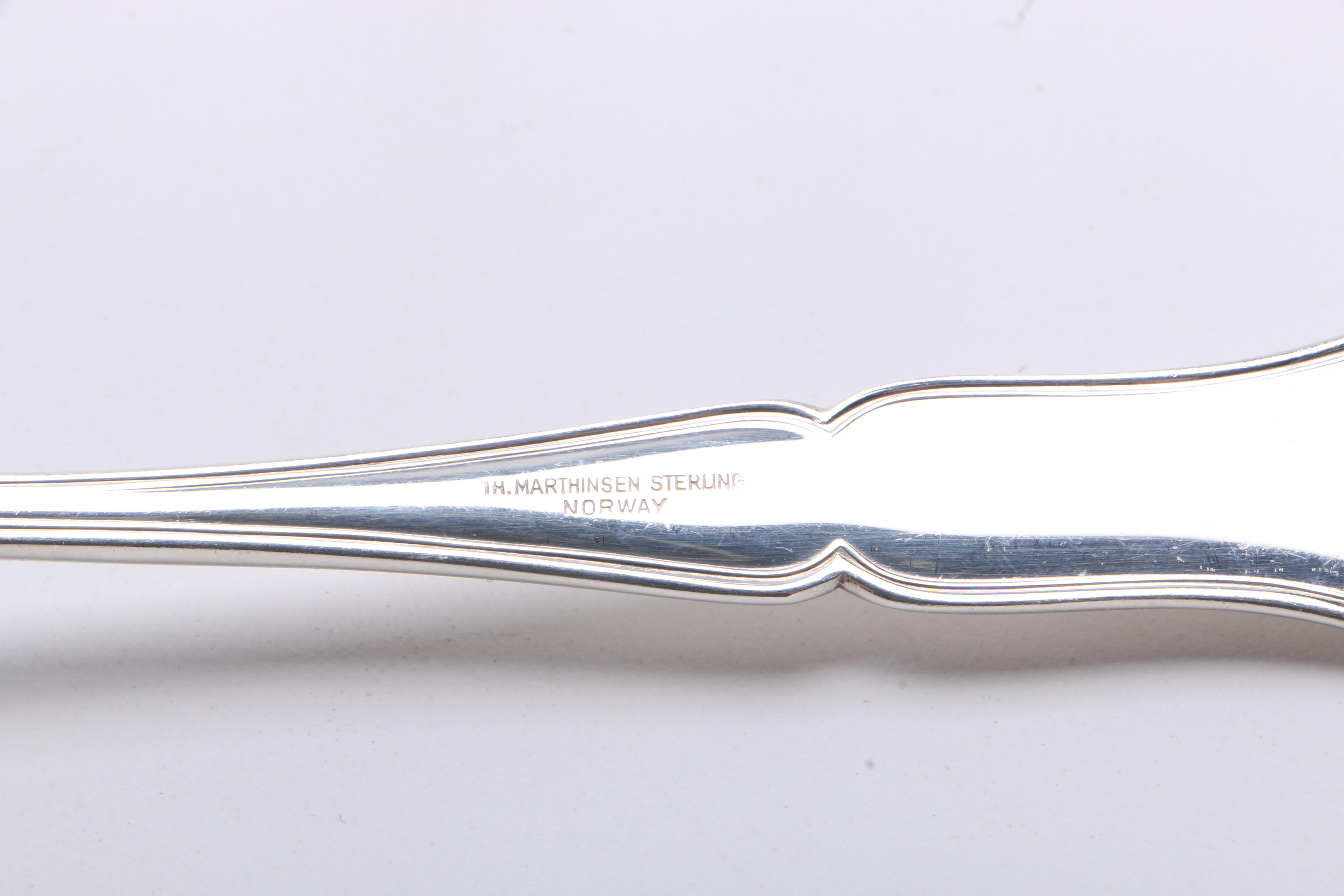 Norwegian 925 Silver Flatware Featuring Thorvald Marthinsen Sølvvarefabrikk