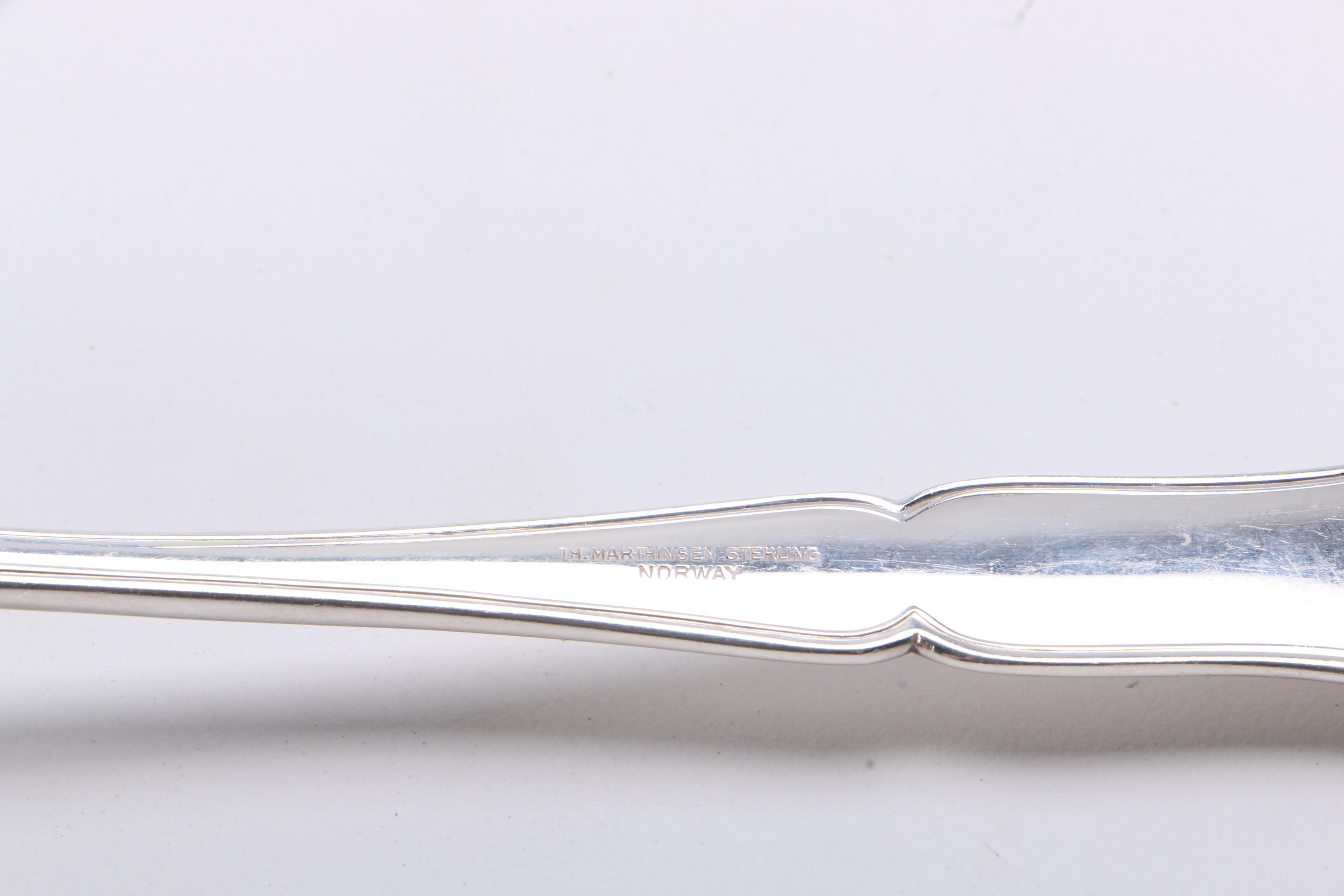 Norwegian 925 Silver Flatware Featuring Thorvald Marthinsen Sølvvarefabrikk
