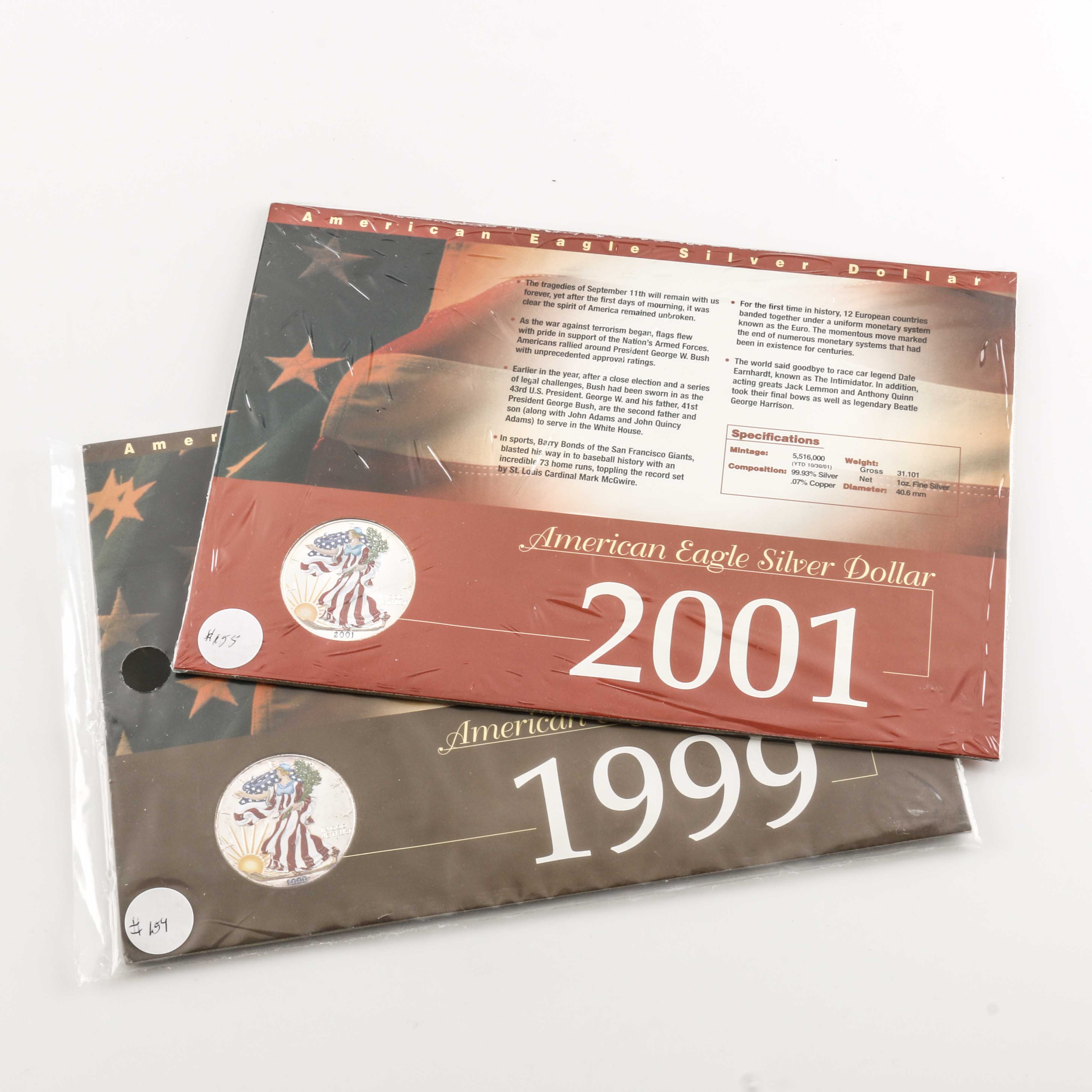 Two Colorized Walking Liberty Silver Eagles