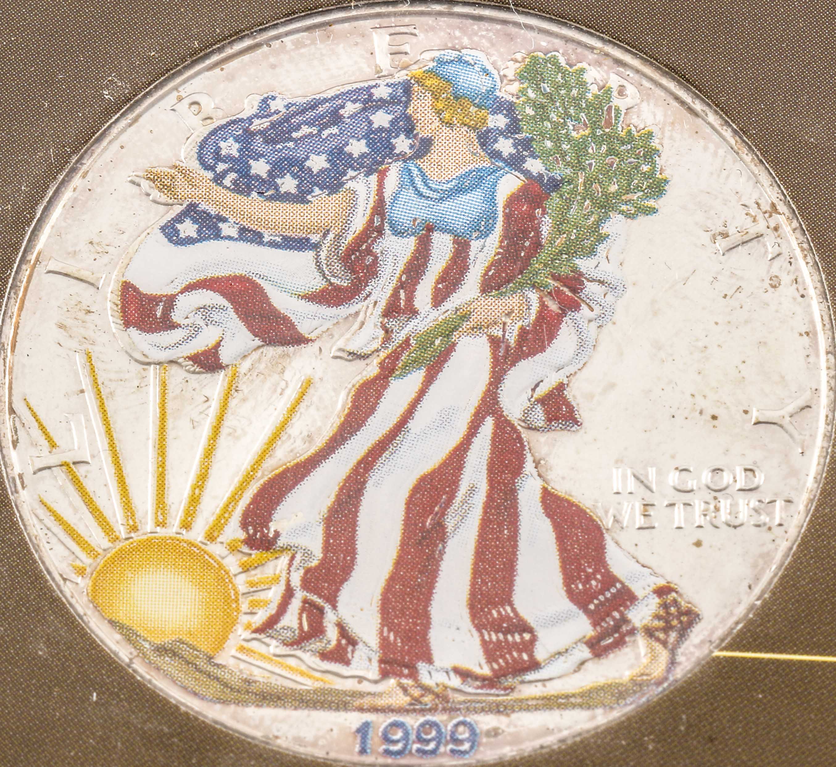 Two Colorized Walking Liberty Silver Eagles