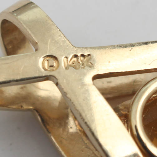 14K Yellow Gold Natural Citrine and Diamond Pendant