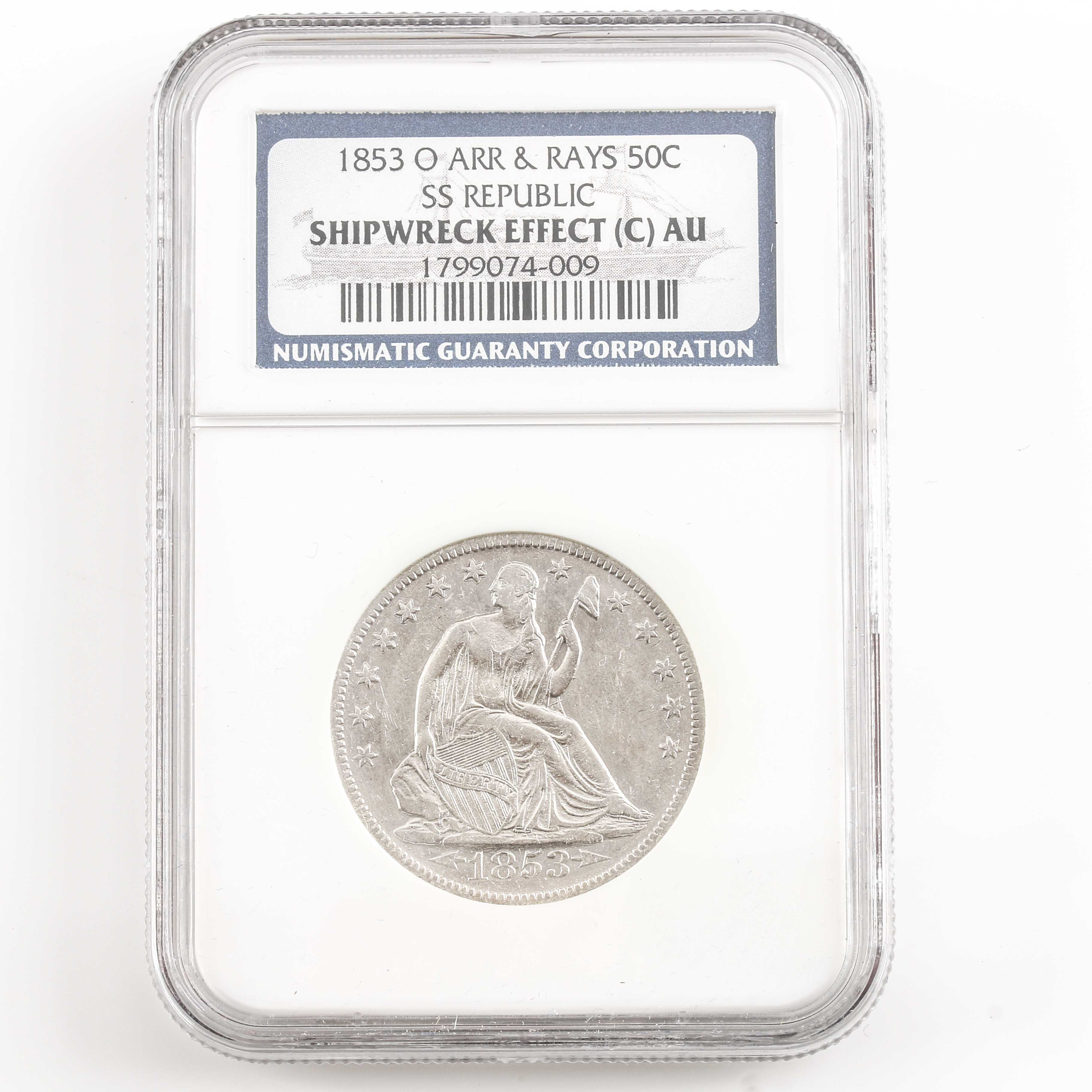 Encapsulated 1853 O Liberty Seated Silver Half Dollar