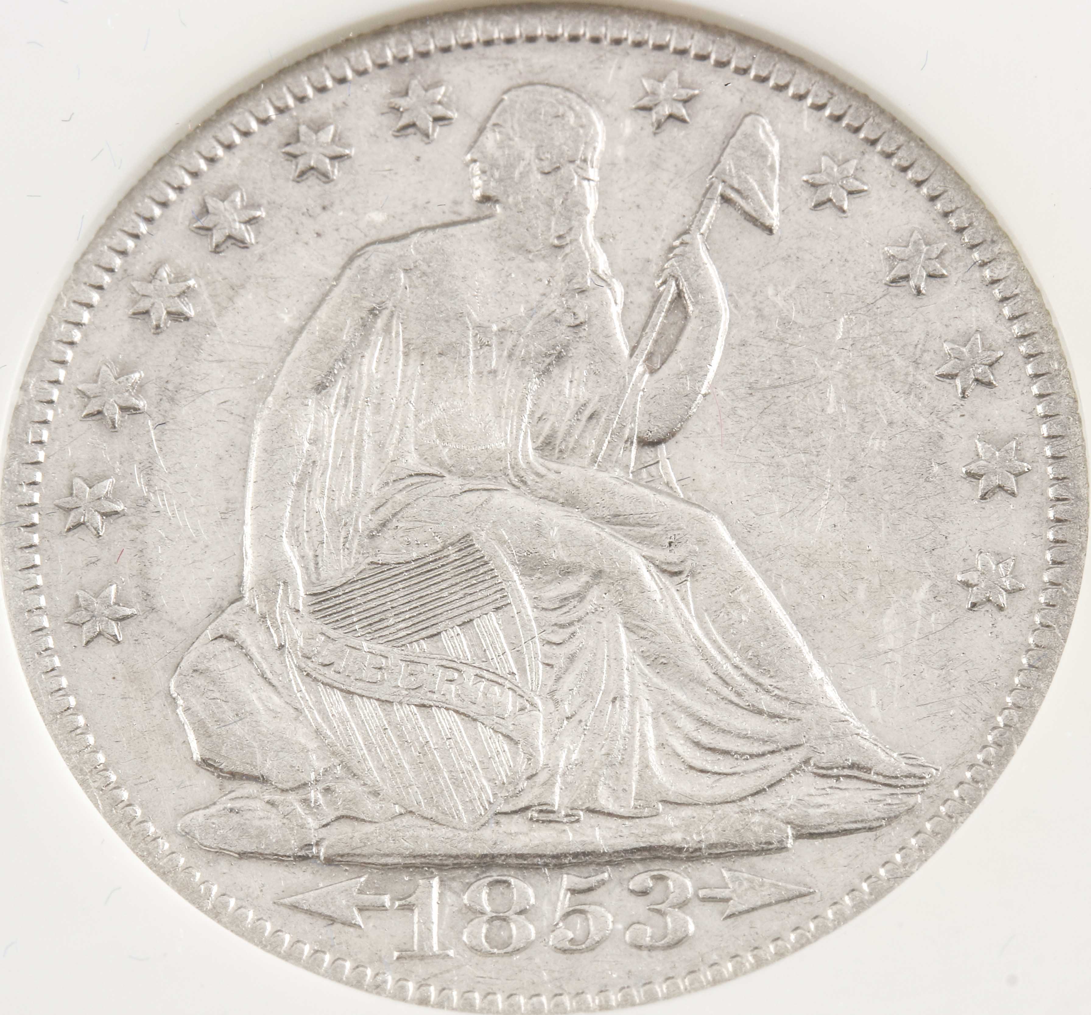 Encapsulated 1853 O Liberty Seated Silver Half Dollar