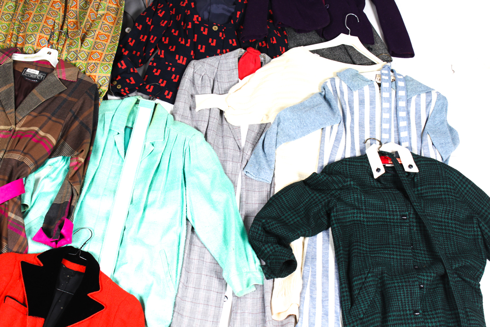 Assorted 1980s Vintage Winter Dresses, Blazers and Coats