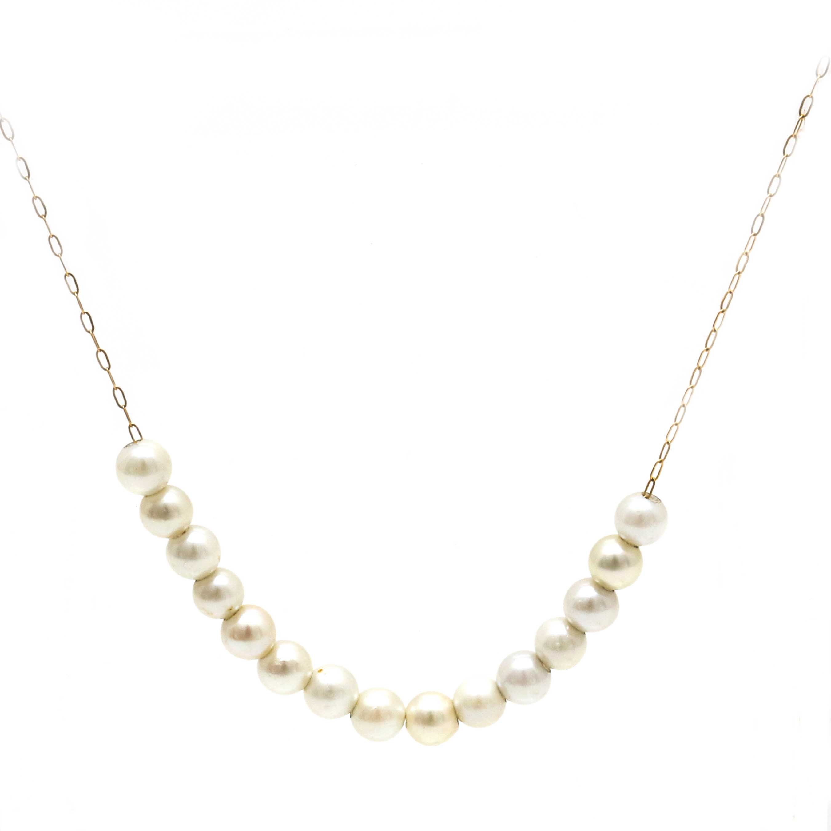 Cultured Pearl and 14 Karat Gold Cable Chain Necklace