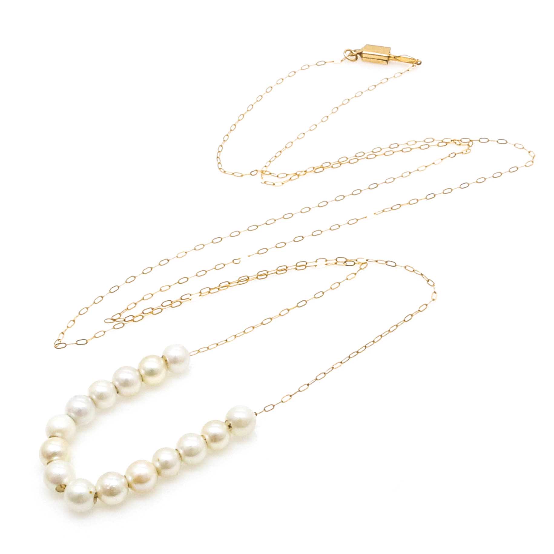 Cultured Pearl and 14 Karat Gold Cable Chain Necklace