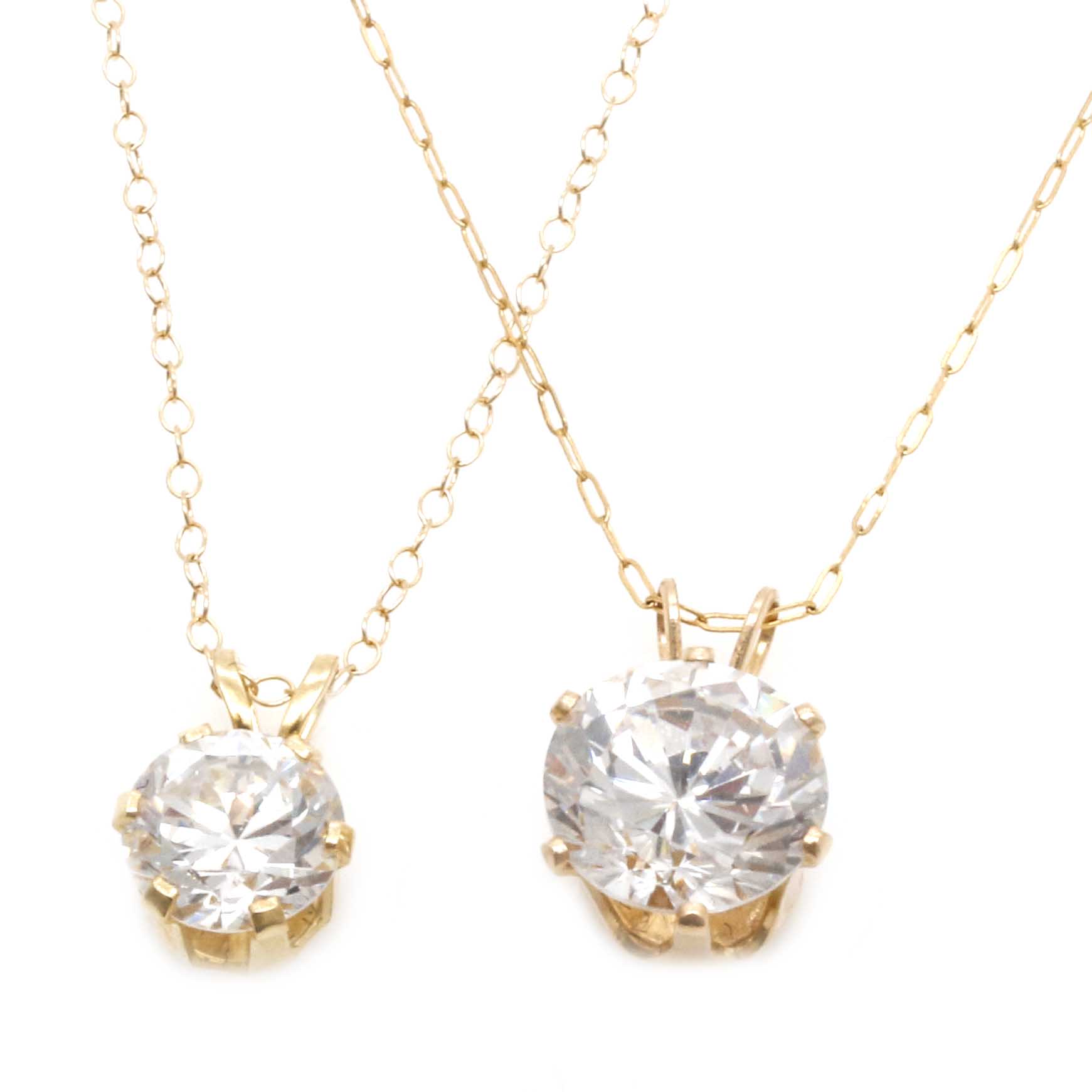 14K Yellow Gold Cubic Zirconia Necklaces