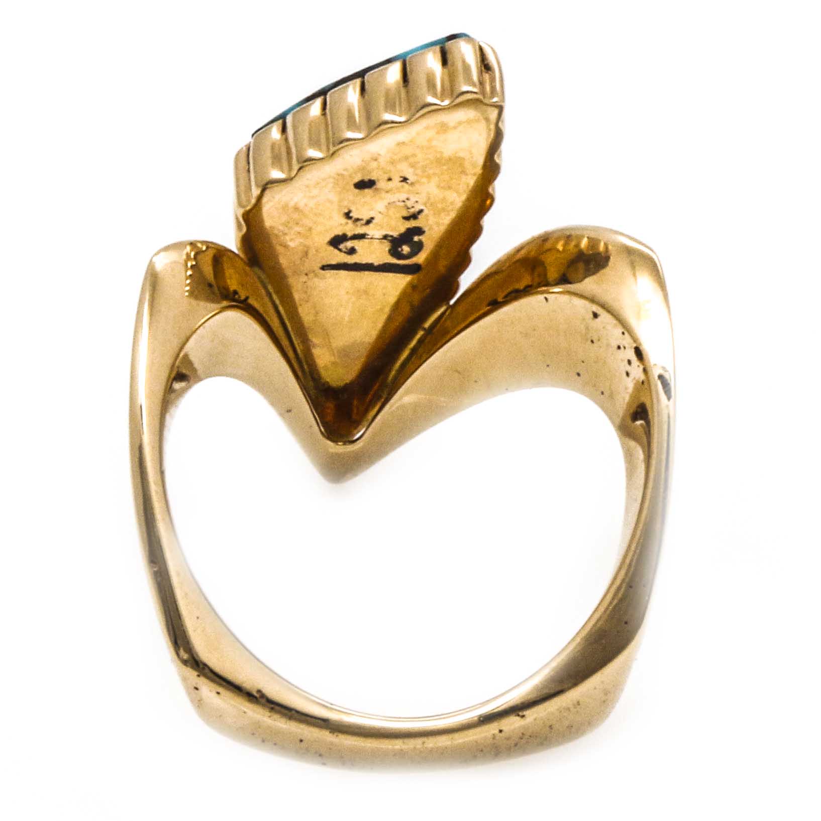 Spiderweb Turquoise and 14K Gold Ring