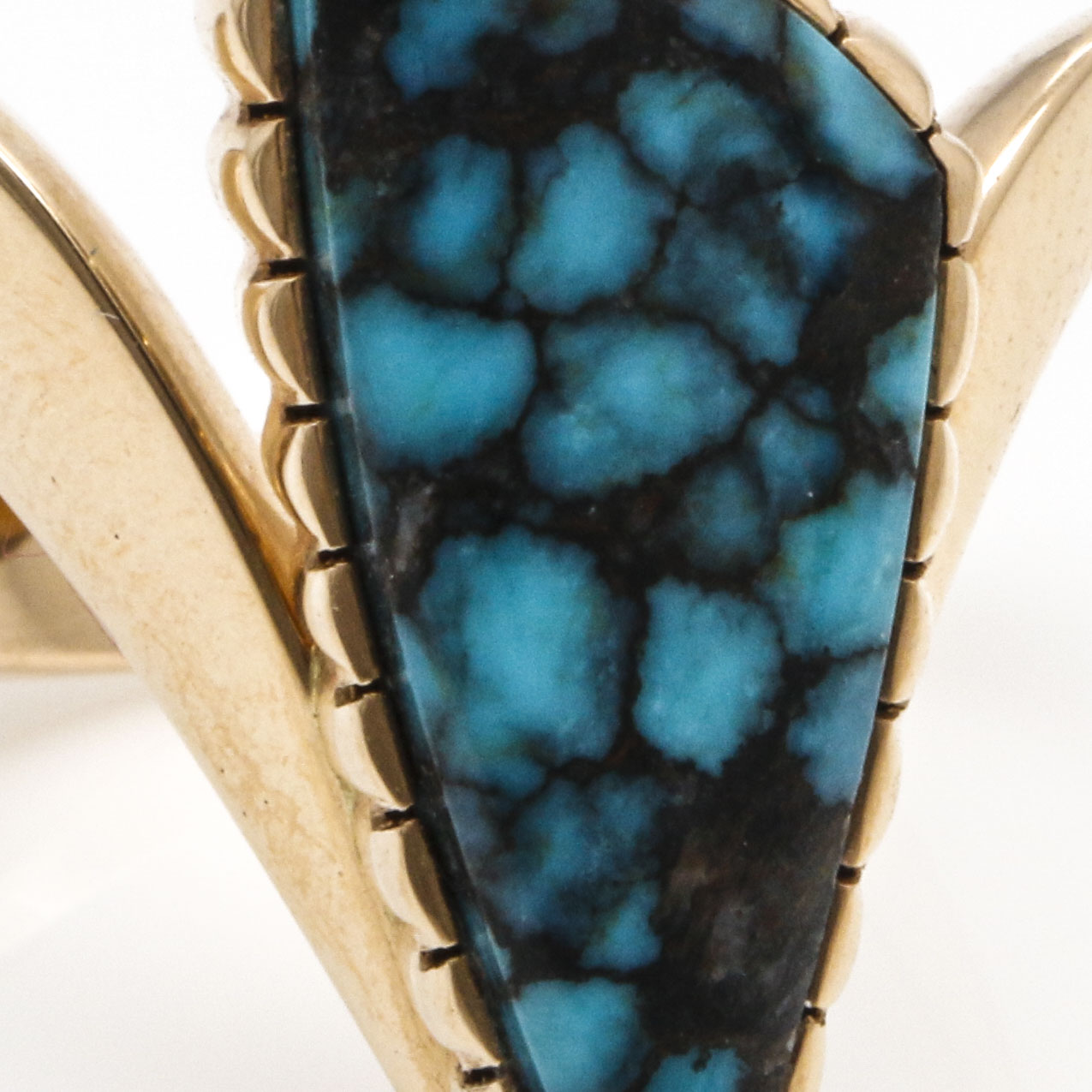 Spiderweb Turquoise and 14K Gold Ring