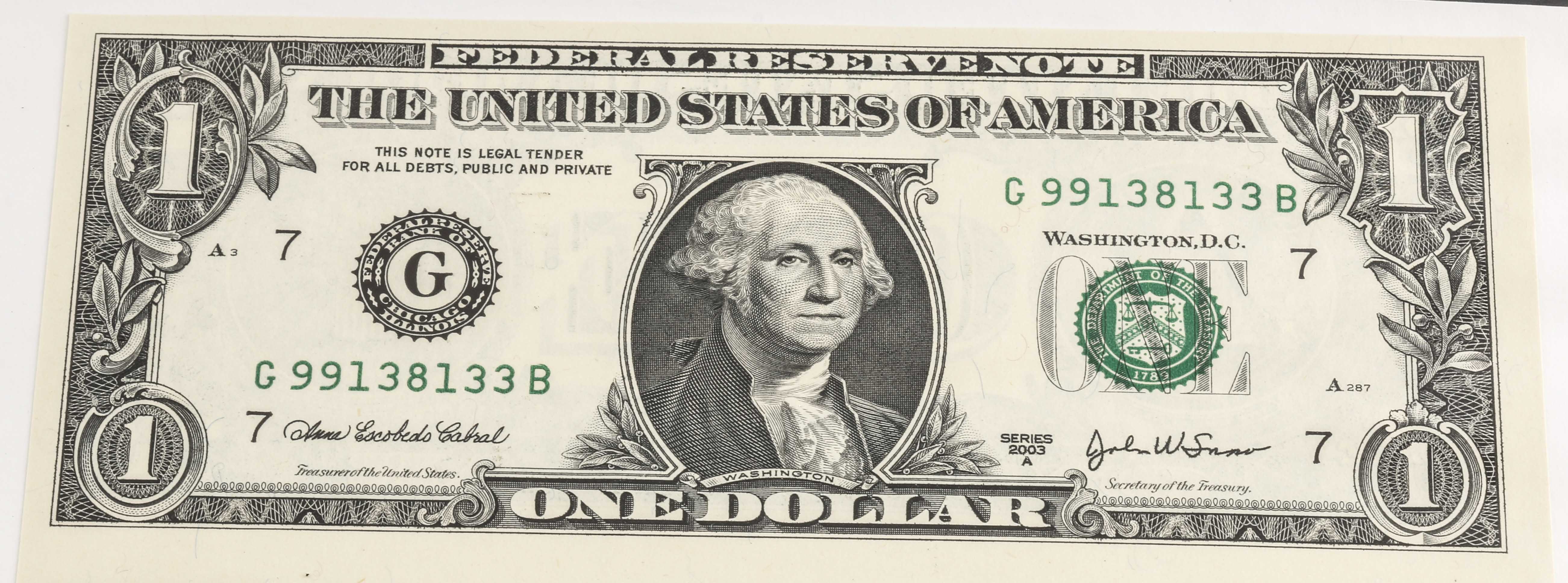 Mount Rushmore Uncut One-Dollar Bill Collection