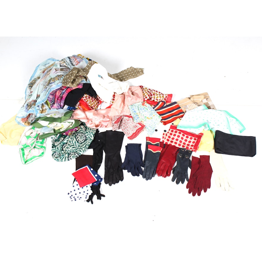 Collection of Women's Vintage Gloves and Scarves