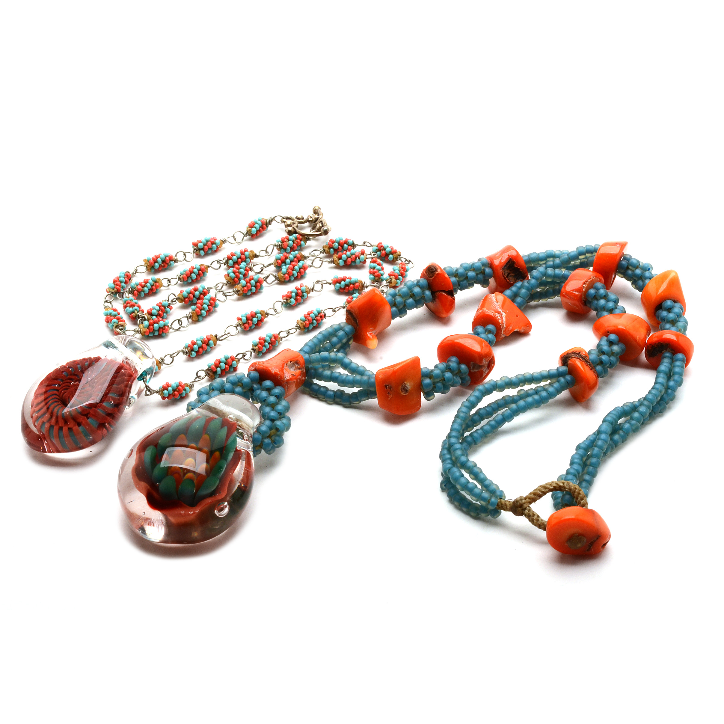 Debra Reisenbeck Handcrafted Beaded Necklaces with Glass Pendants