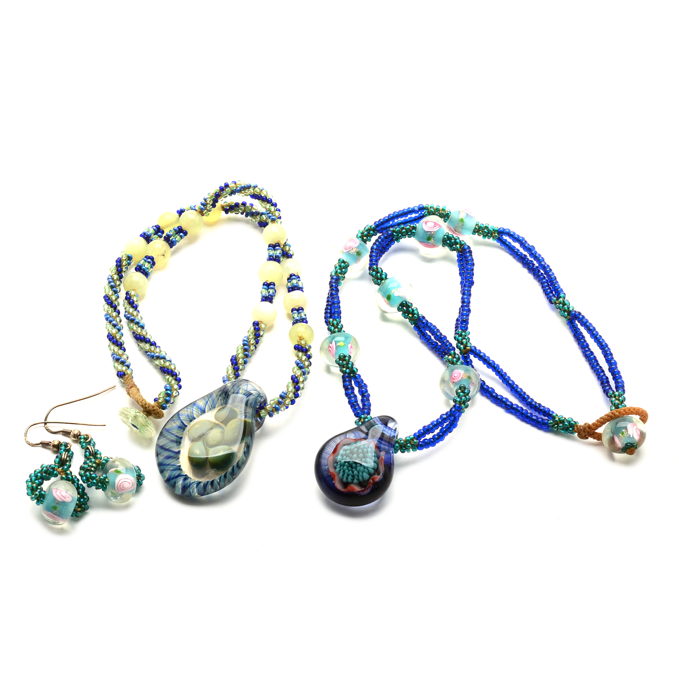 Debra Reisenbeck Handcrafted Beaded Necklaces with Glass Pendants