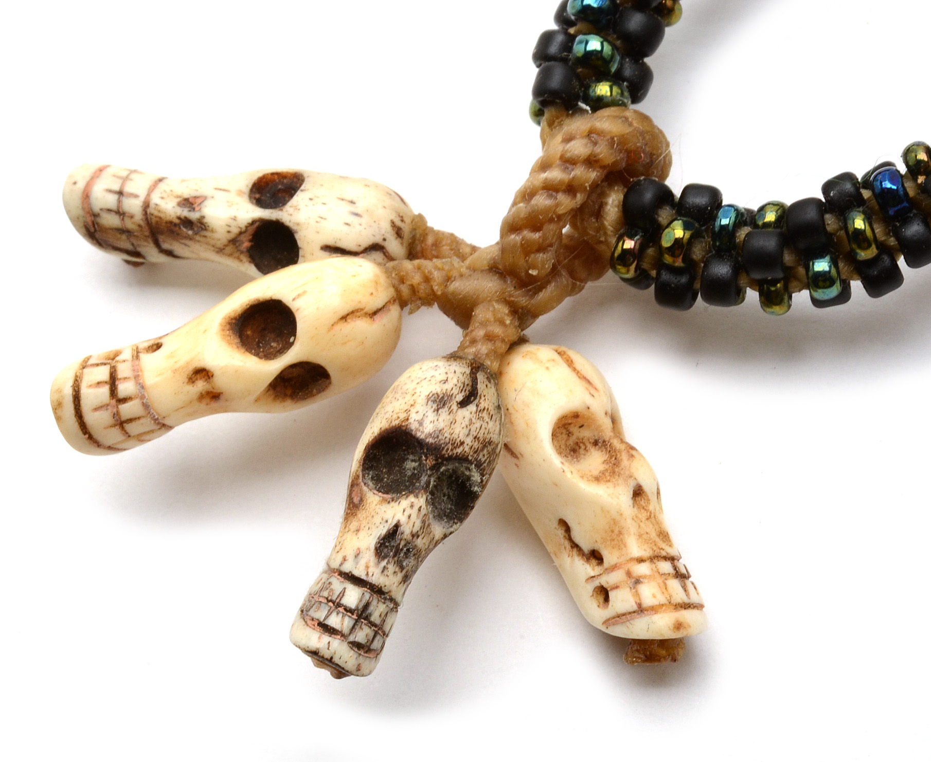 Debra Reisenbeck Rope Necklace with Skull Beads