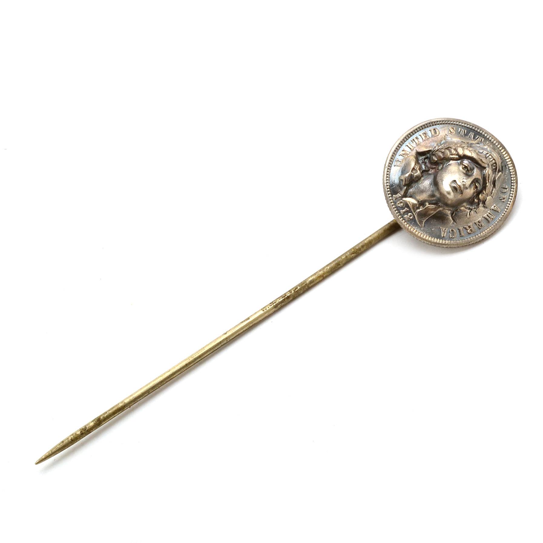 Modified Silver Barber Dime "Lady Liberty" Stick Pin