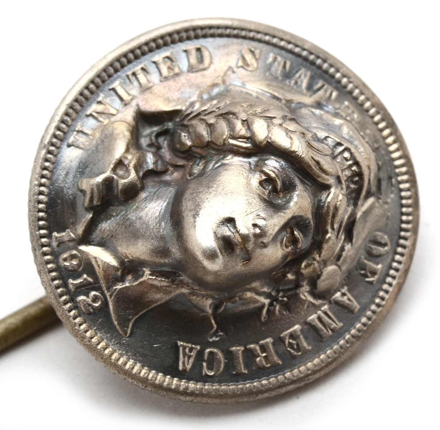 Modified Silver Barber Dime "Lady Liberty" Stick Pin
