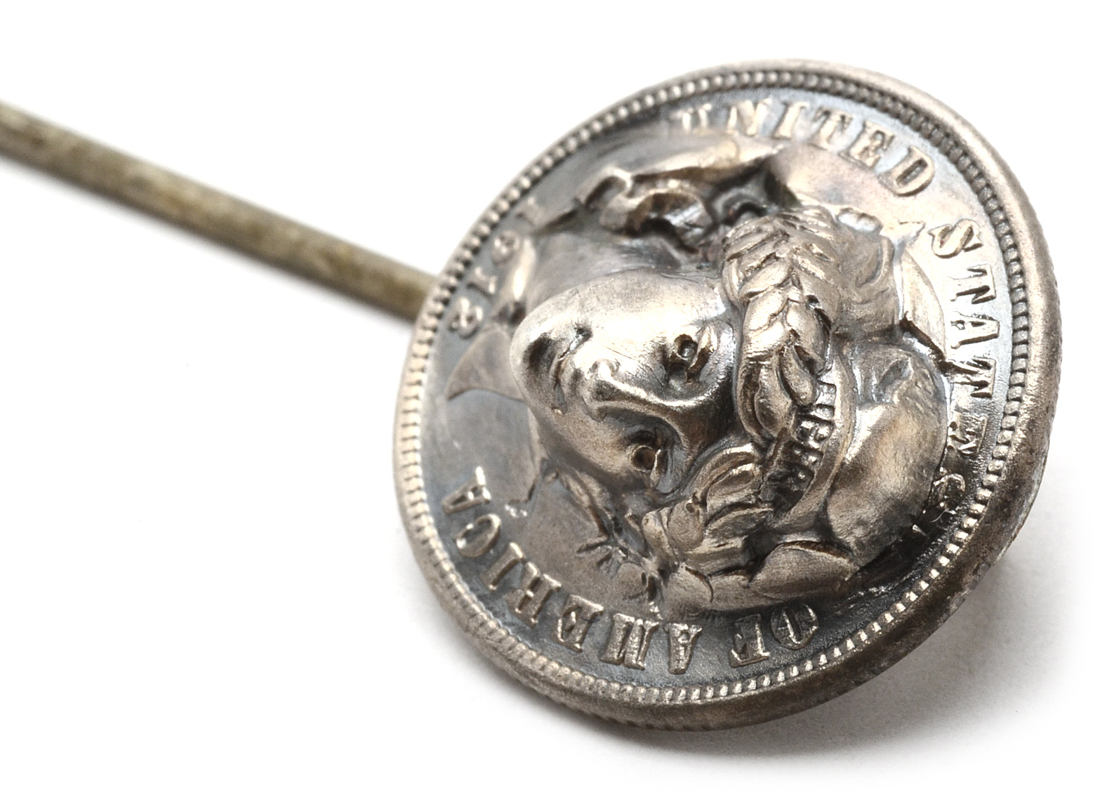 Modified Silver Barber Dime "Lady Liberty" Stick Pin