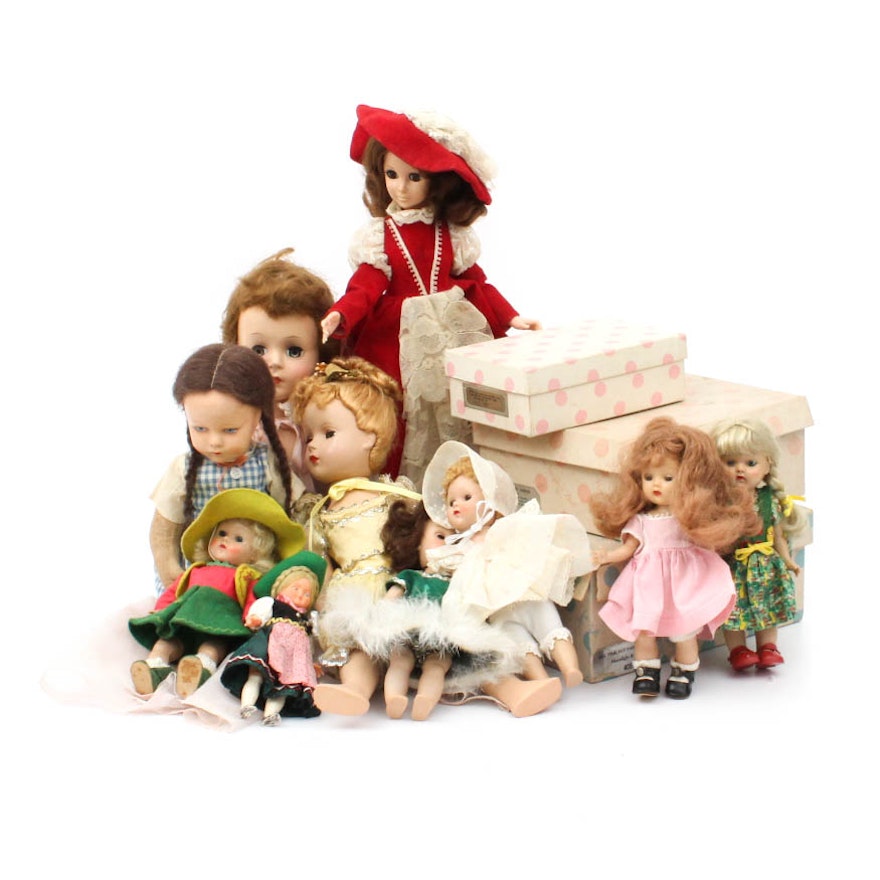 Vintage Doll Collection Featuring Storybook and Vogue Dolls