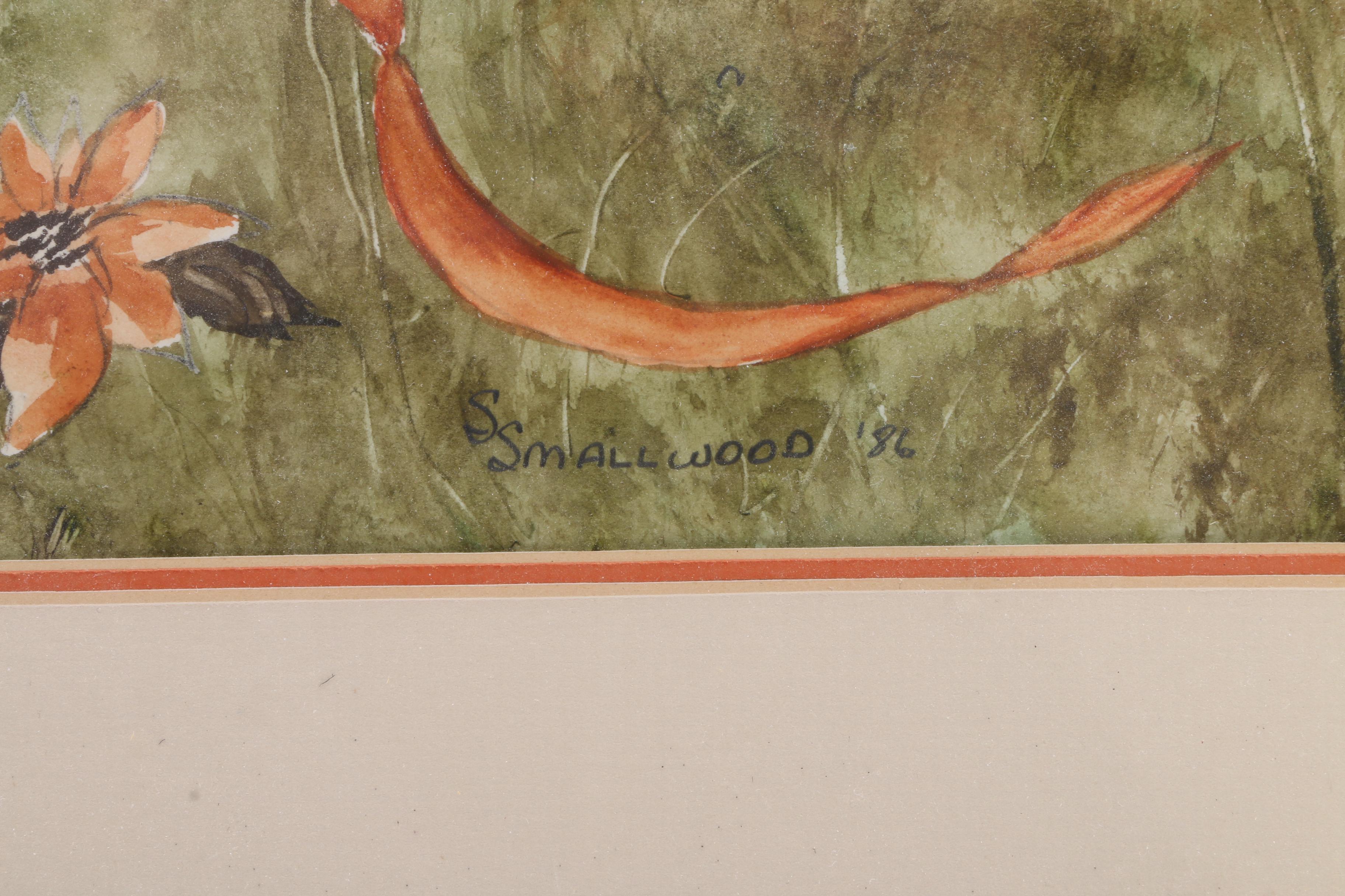 S. Smallwood Watercolor Painting on Paper of a Unicorn