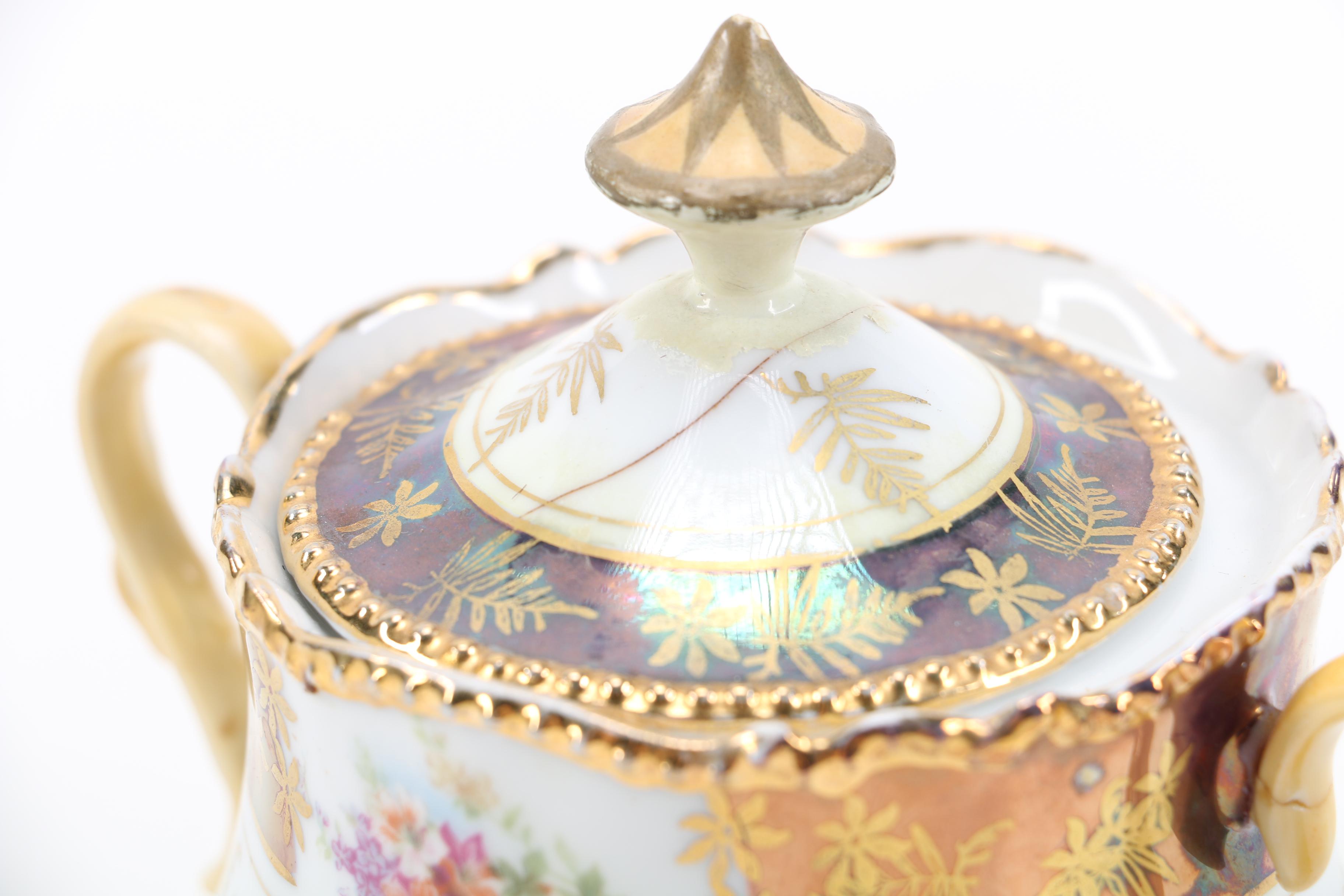 Porcelain Sugar Bowl and Creamer