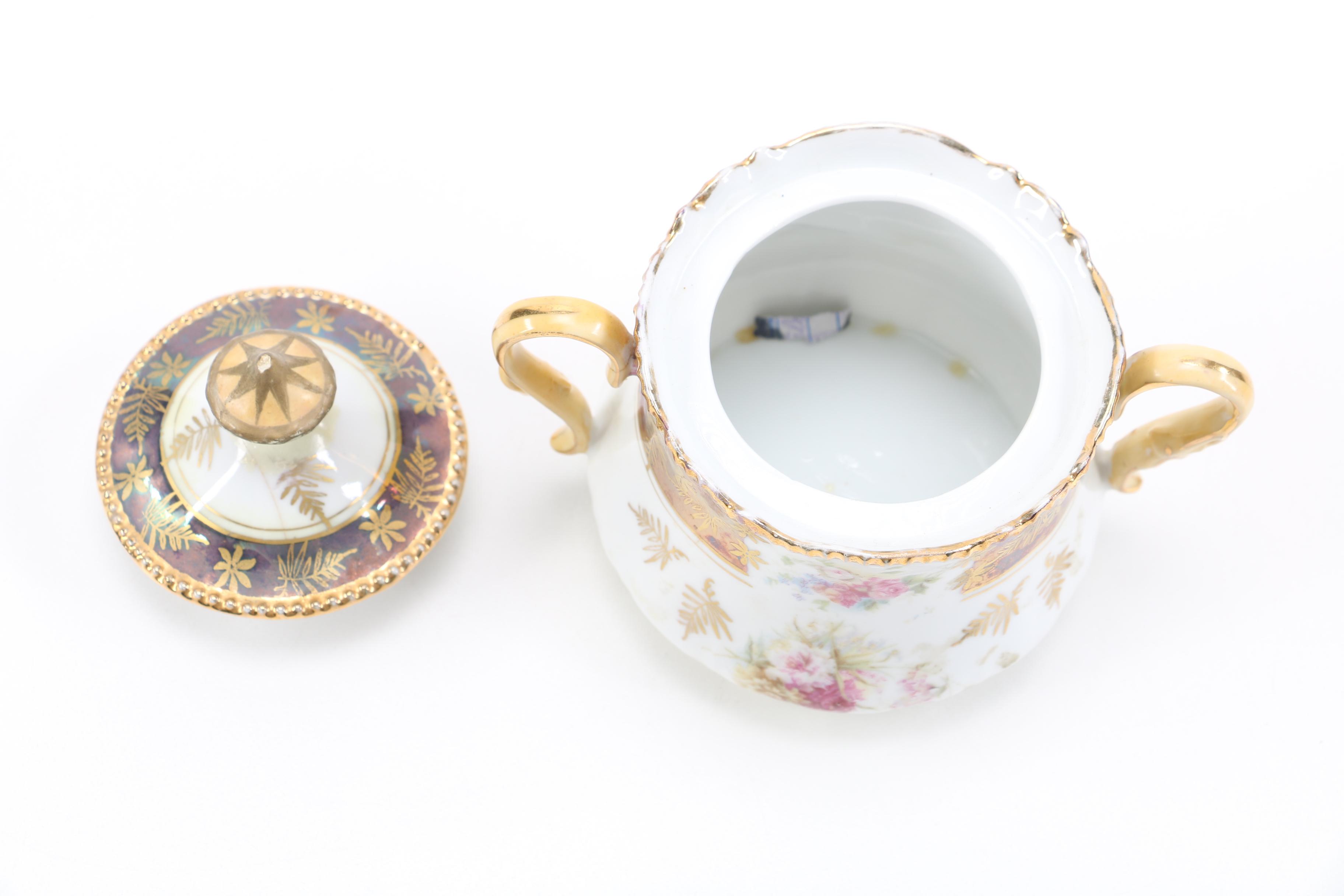 Porcelain Sugar Bowl and Creamer