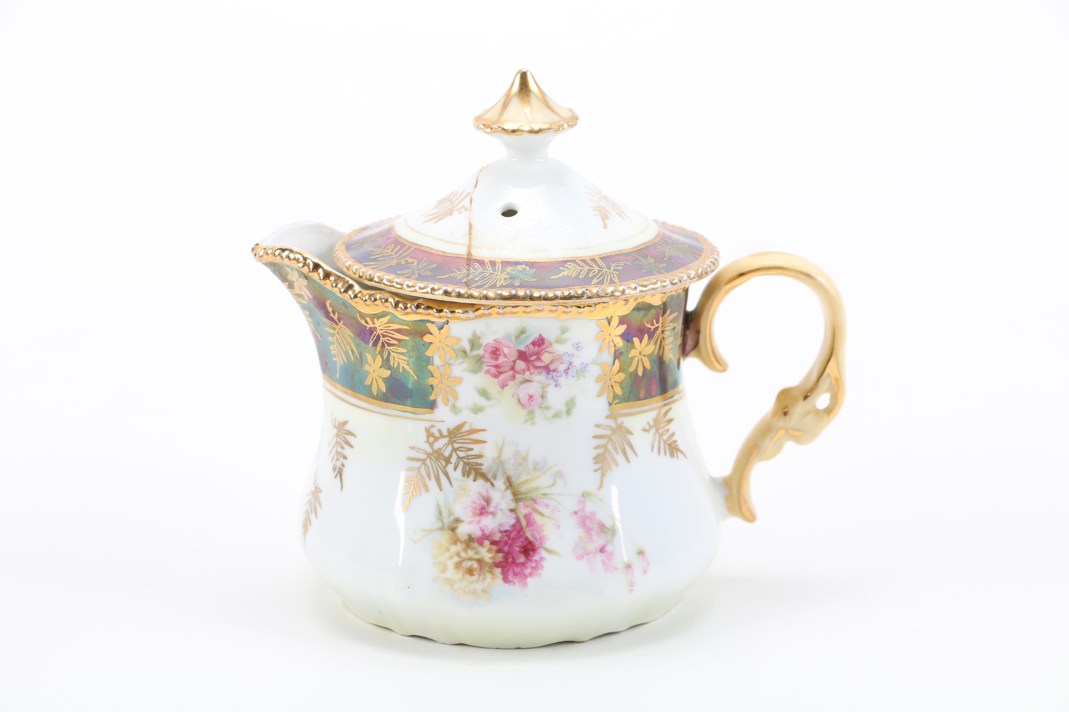 Porcelain Sugar Bowl and Creamer