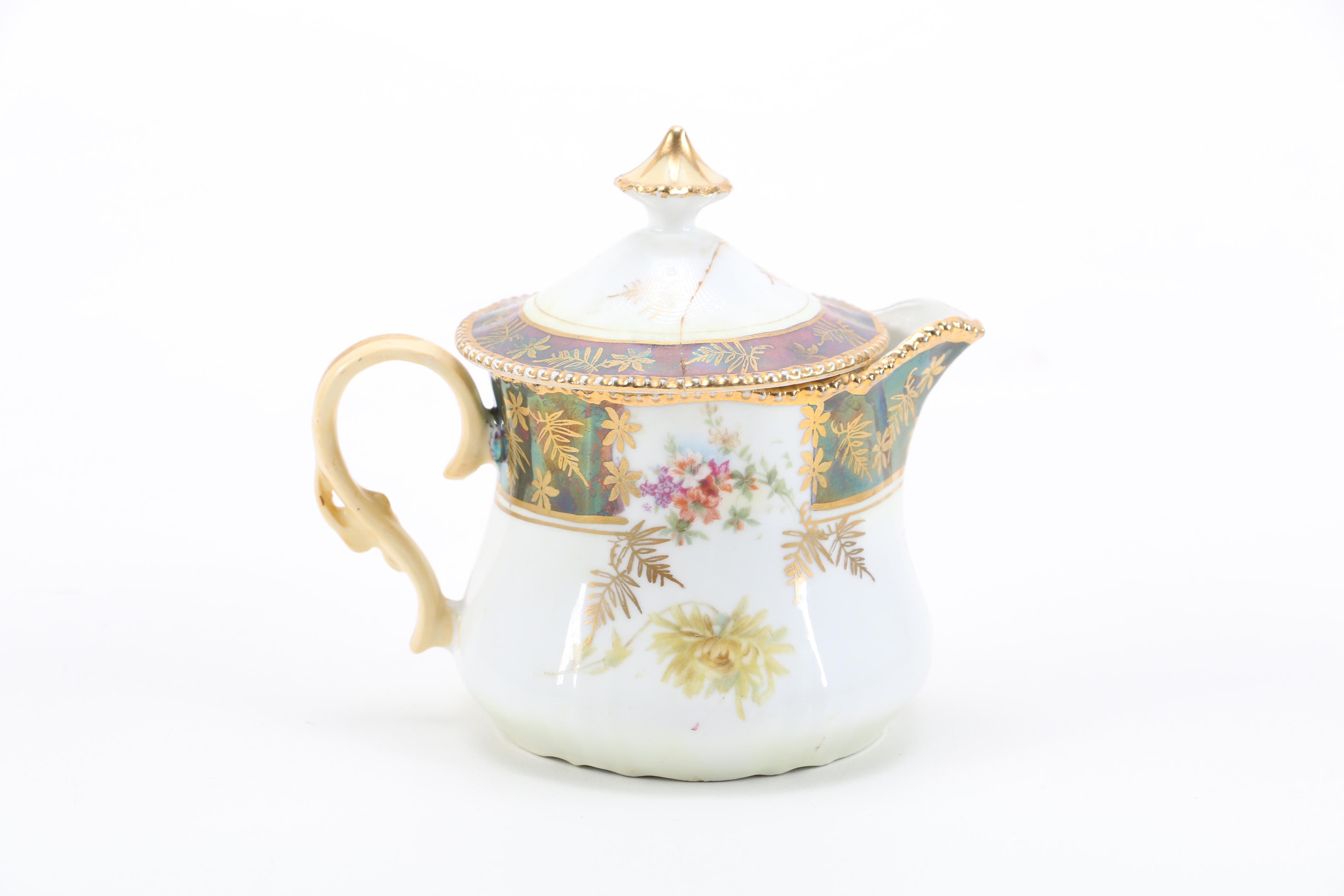 Porcelain Sugar Bowl and Creamer