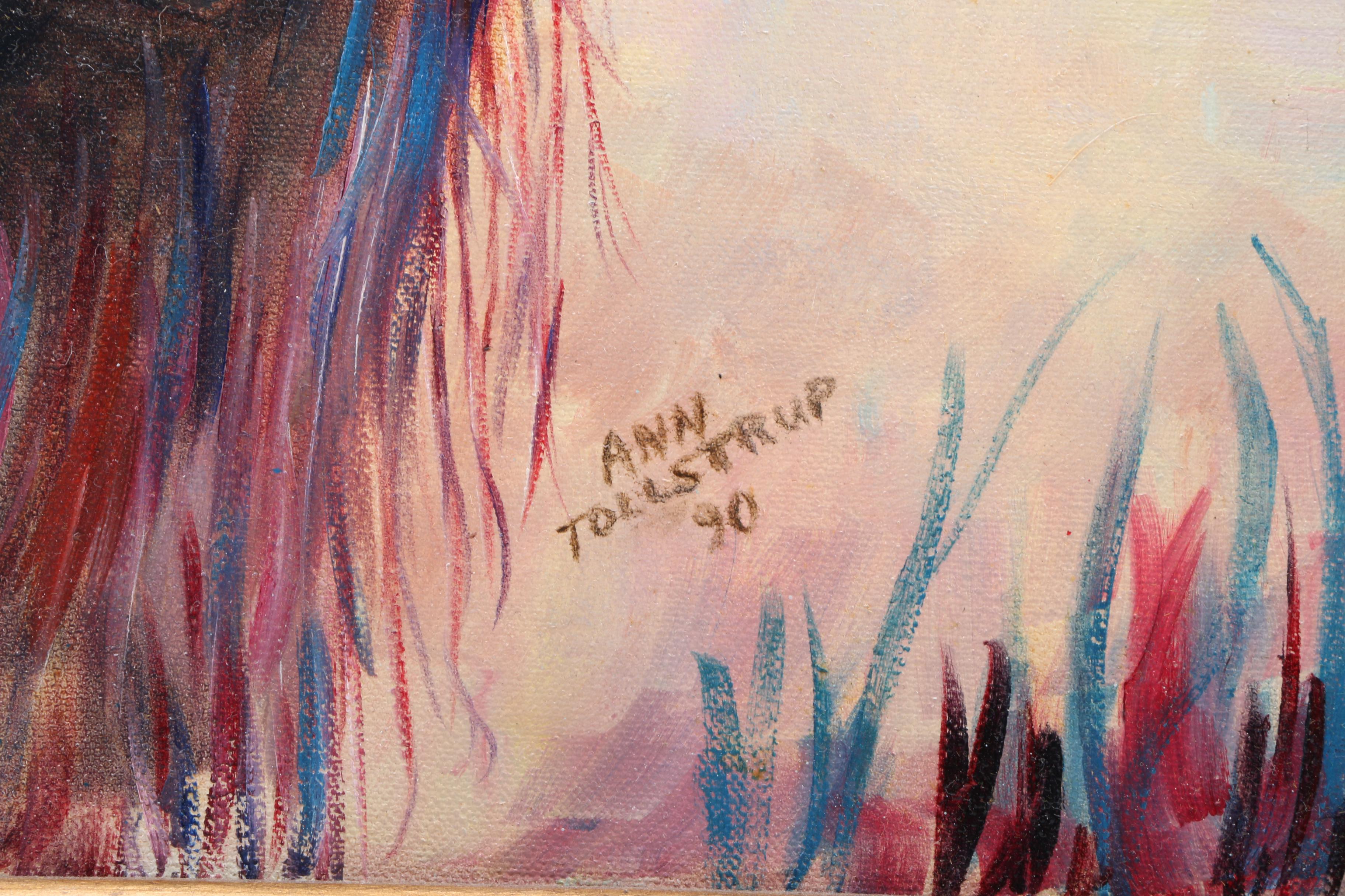 Ann Tollstrup Oil Painting on Canvas of Woman Carrying Vases