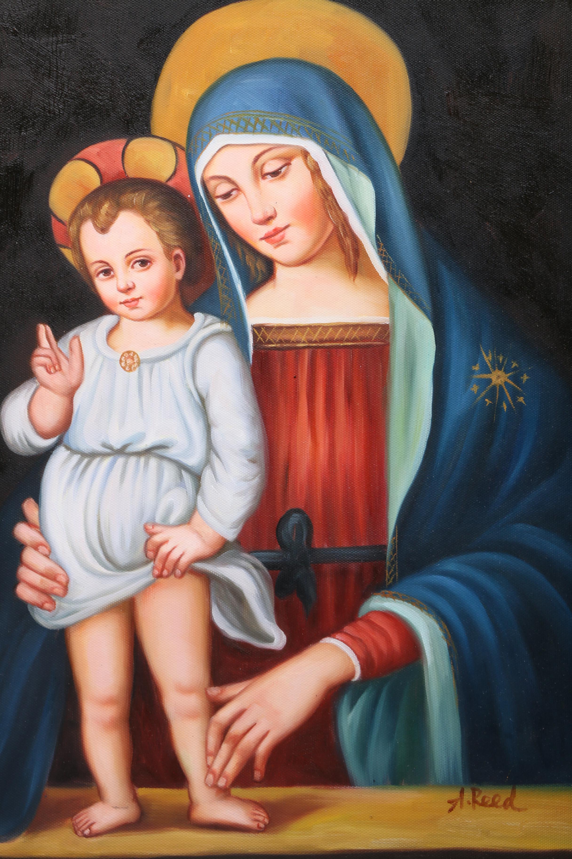 A. Reed Oil Painting on Canvas of Madonna and Child