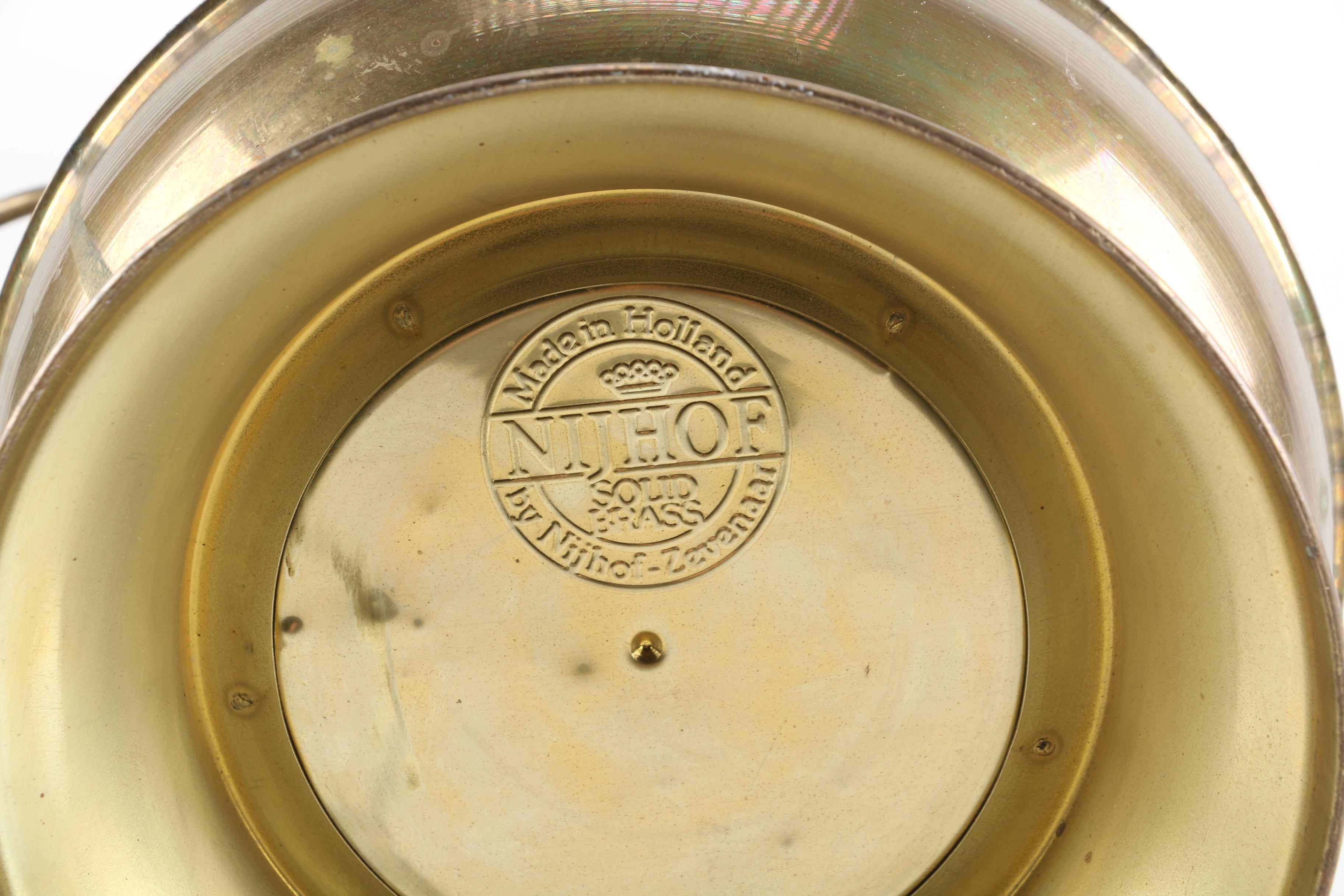 Nijhof Hammered Brass Coal Scuttle With Enameled Handles