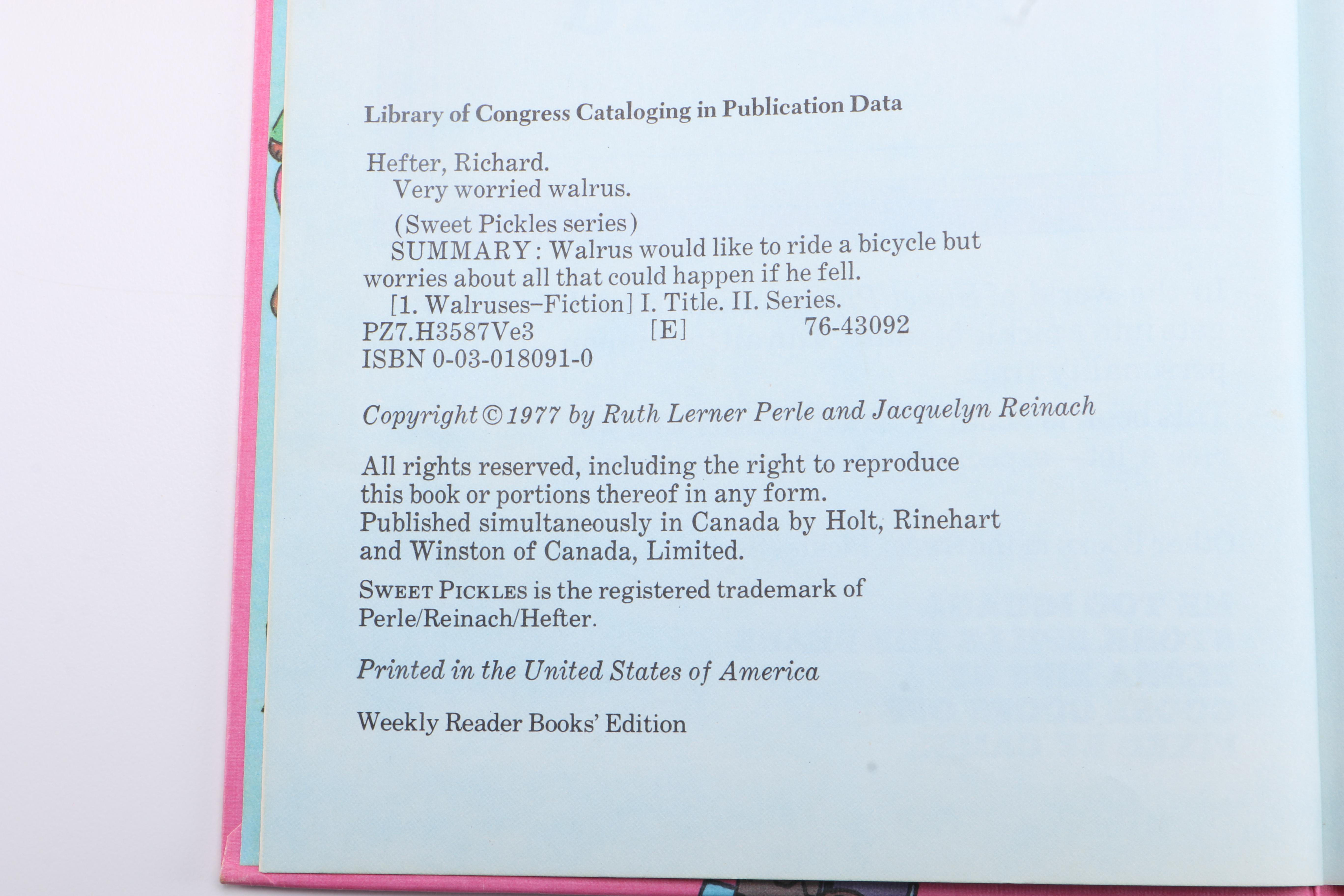 1977 "Sweet Pickles" Children's Books