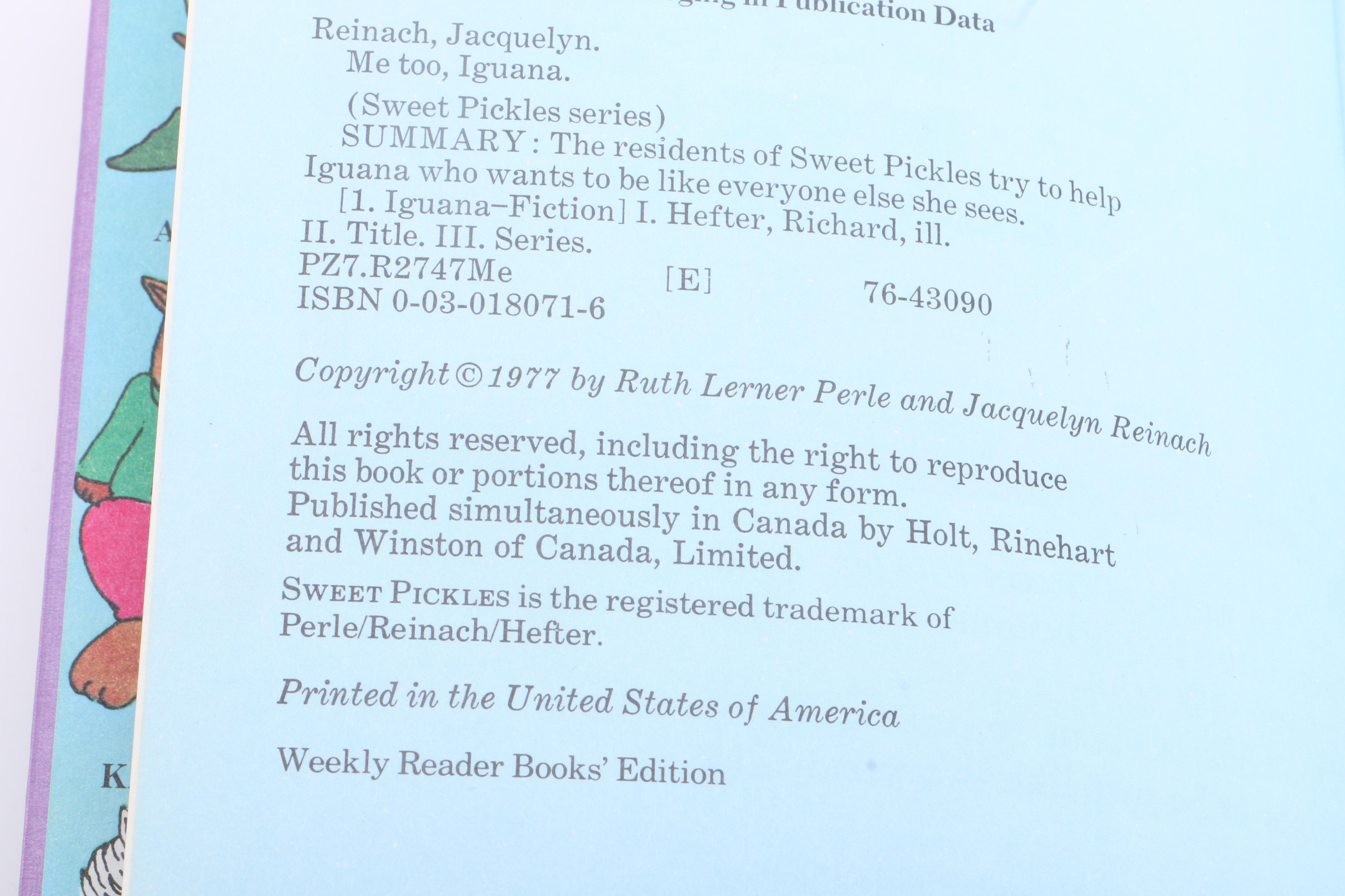 1977 "Sweet Pickles" Children's Books