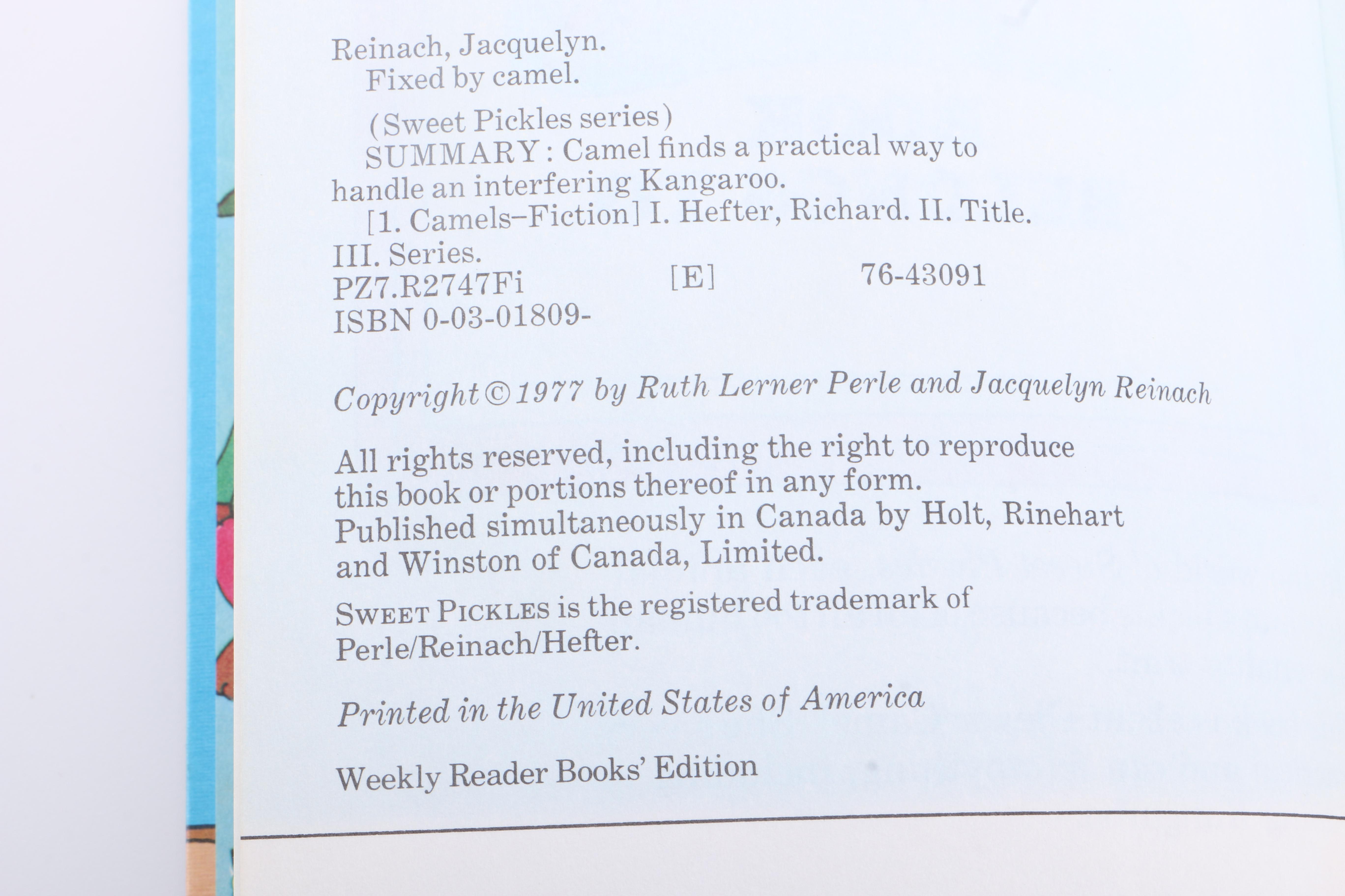 1977 "Sweet Pickles" Children's Books