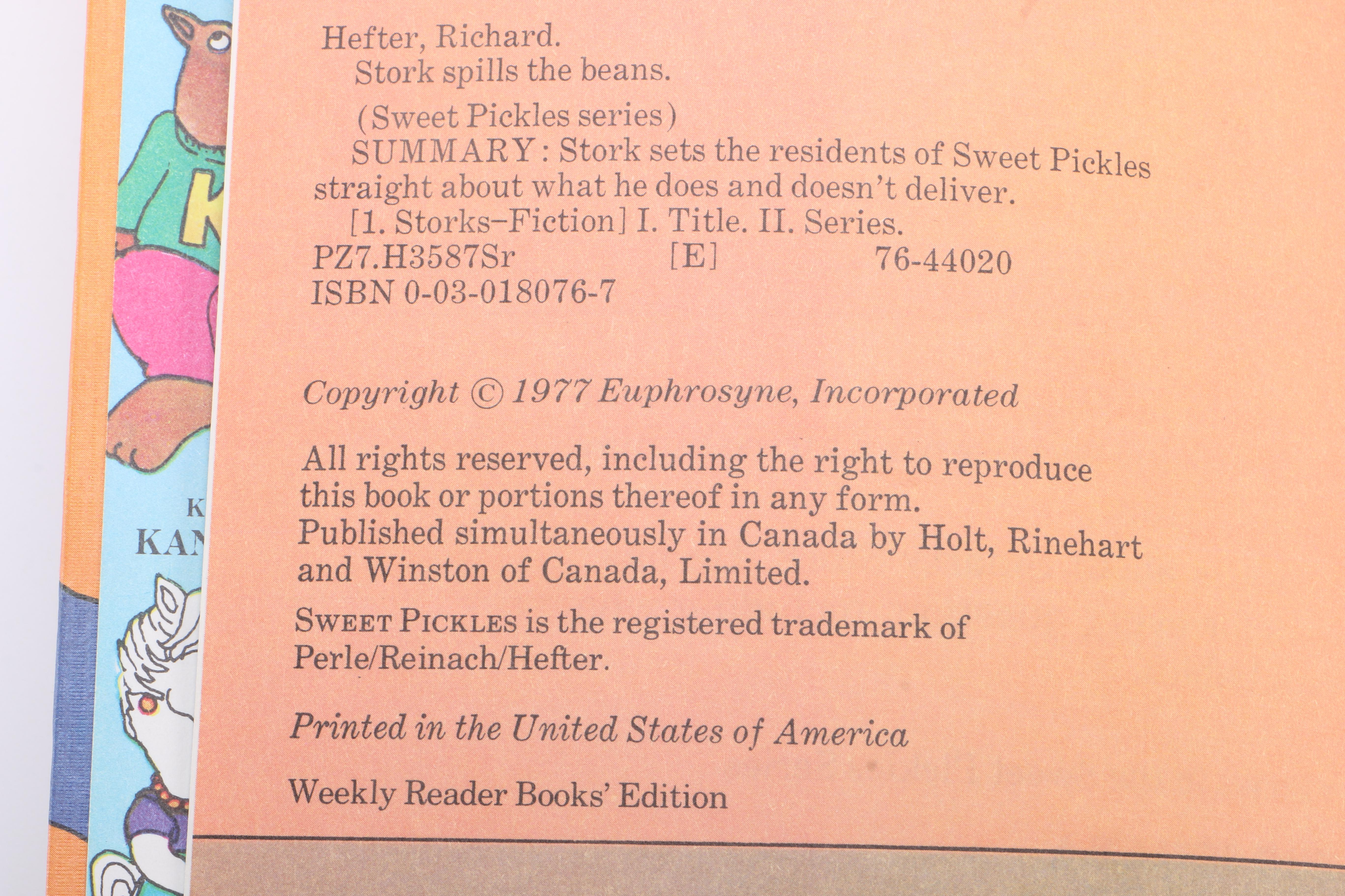 1977 "Sweet Pickles" Children's Books