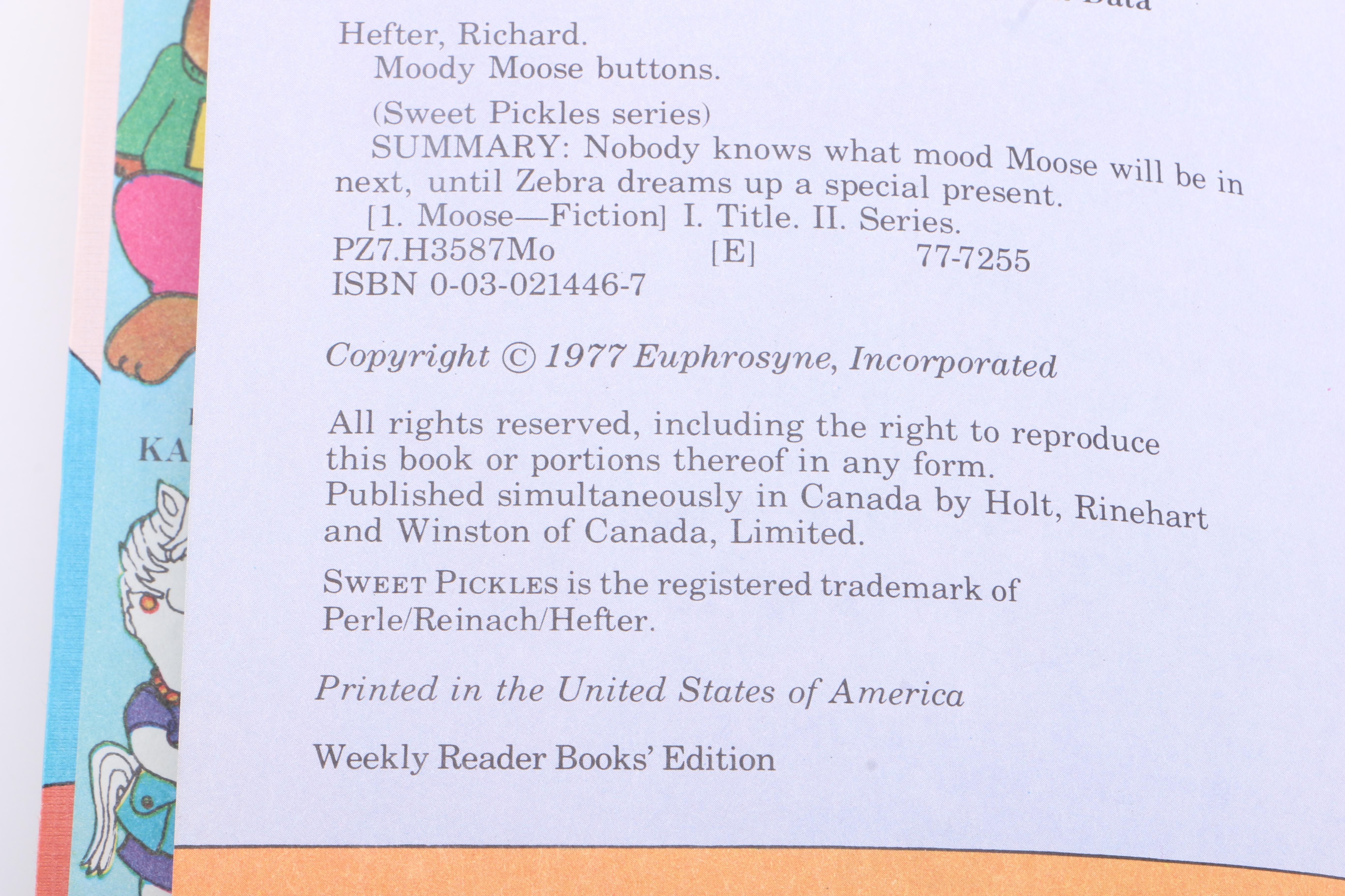 1977 "Sweet Pickles" Children's Books