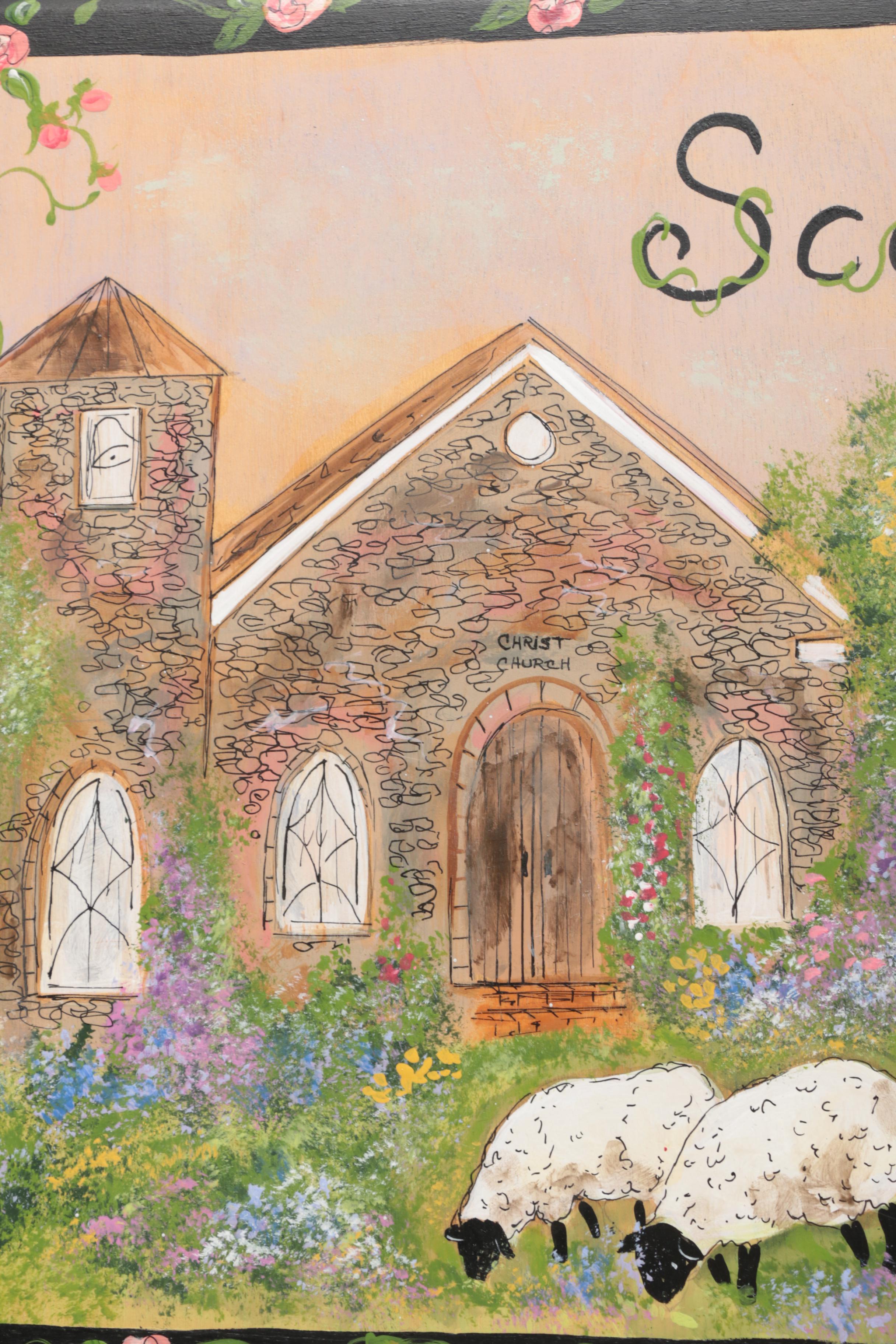 1993 Rita Ann Acrylic Painting on Panel "Scarborough Fair"