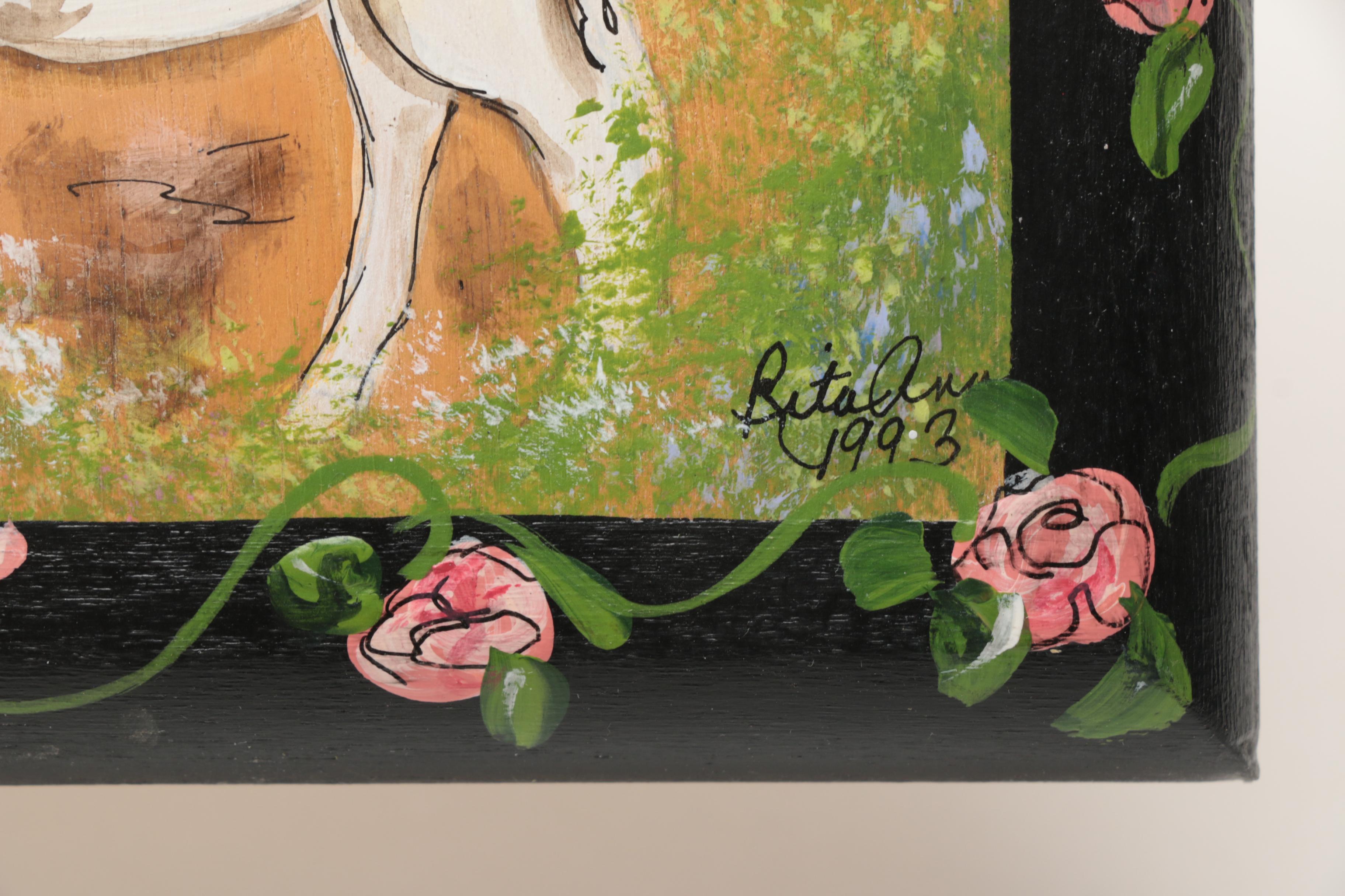 1993 Rita Ann Acrylic Painting on Panel "Scarborough Fair"