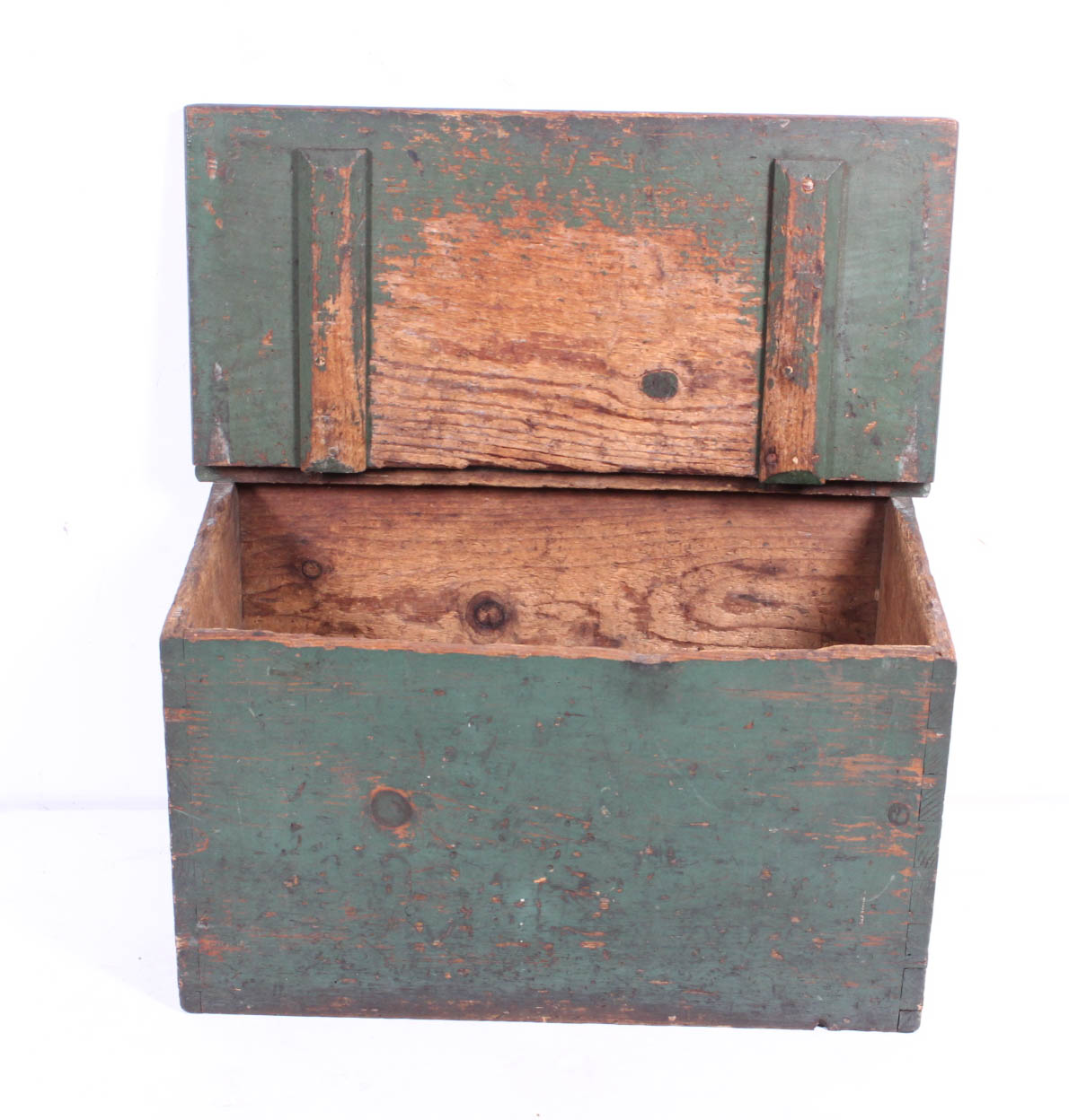 Primitive Painted Pine Chest and Cornwall Display Shelf