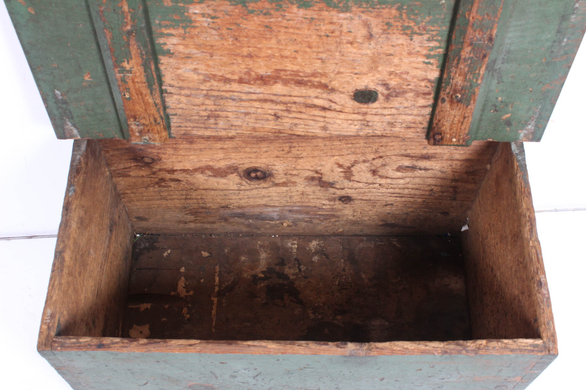 Primitive Painted Pine Chest and Cornwall Display Shelf