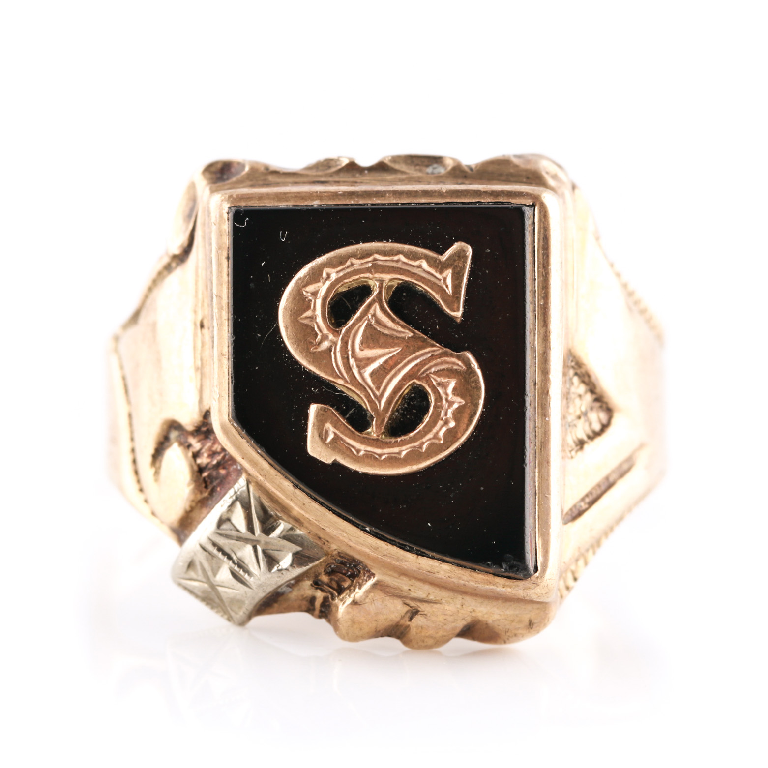 10K Yellow Gold and Black Onyx Signet Ring