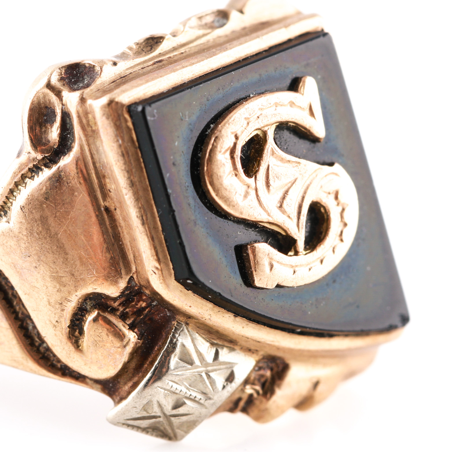 10K Yellow Gold and Black Onyx Signet Ring