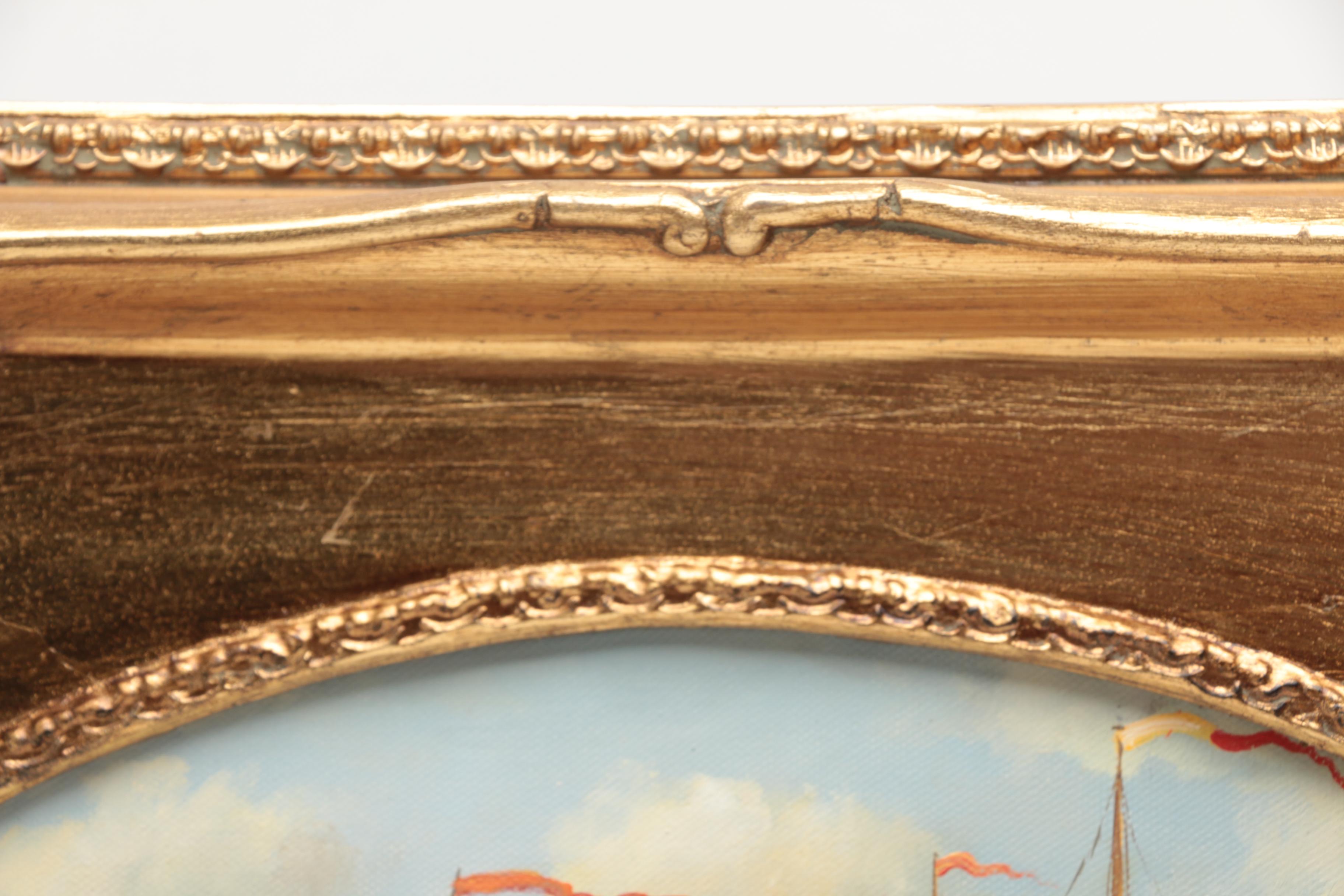 D. Sullivan Oil Painting on Canvas of Battling Ships